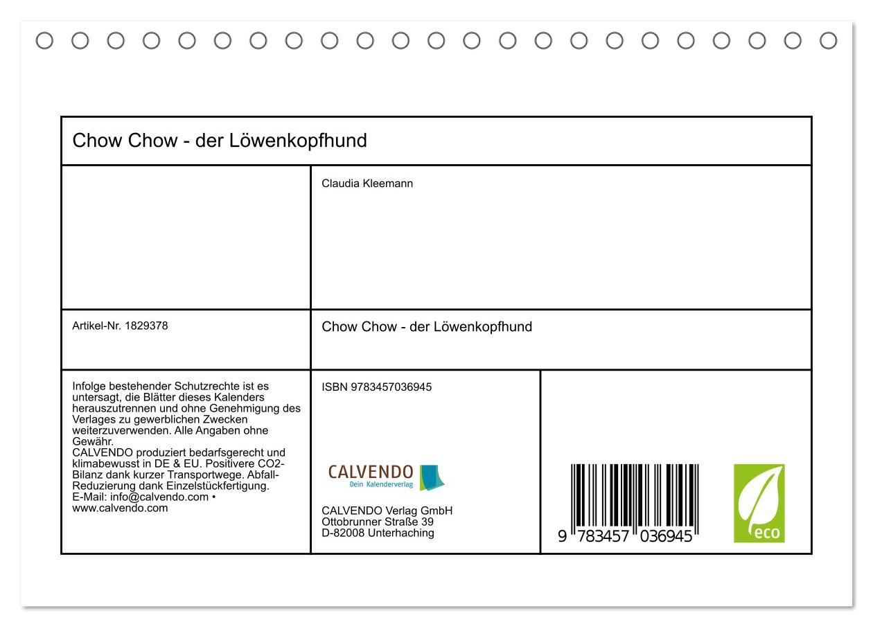 Bild: 9783457036945 | Chow Chow - der Löwenkopfhund (Tischkalender 2025 DIN A5 quer),...