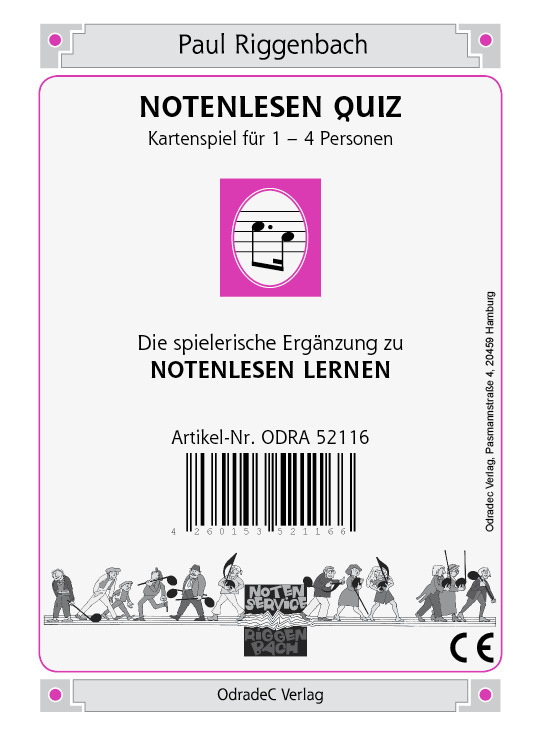 Cover: 4260153521166 | Notenlesen Quiz (Kartenspiel) | Paul Riggenbach | Spiel | In Spielebox