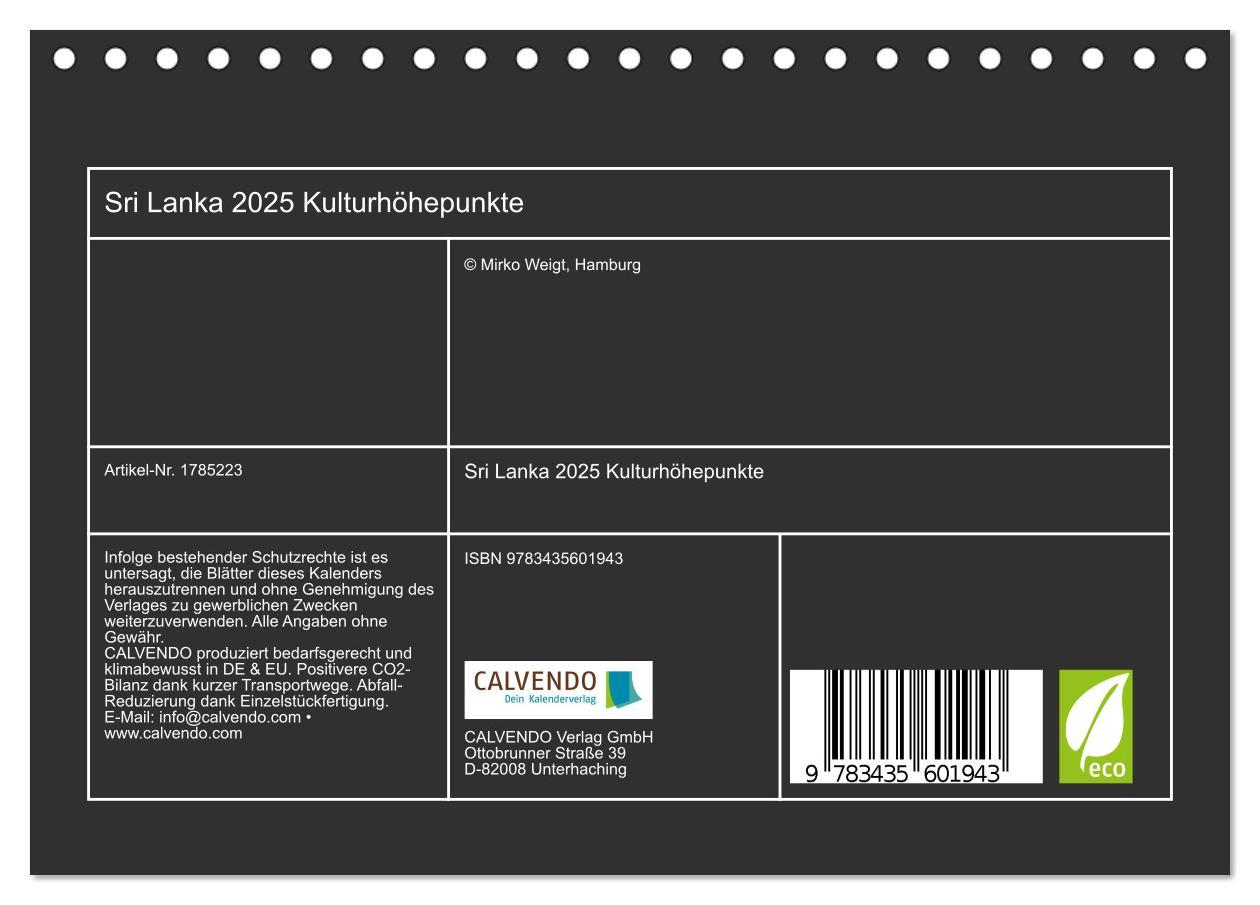 Bild: 9783435601943 | Sri Lanka 2025 Kulturhöhepunkte (Tischkalender 2025 DIN A5 quer),...