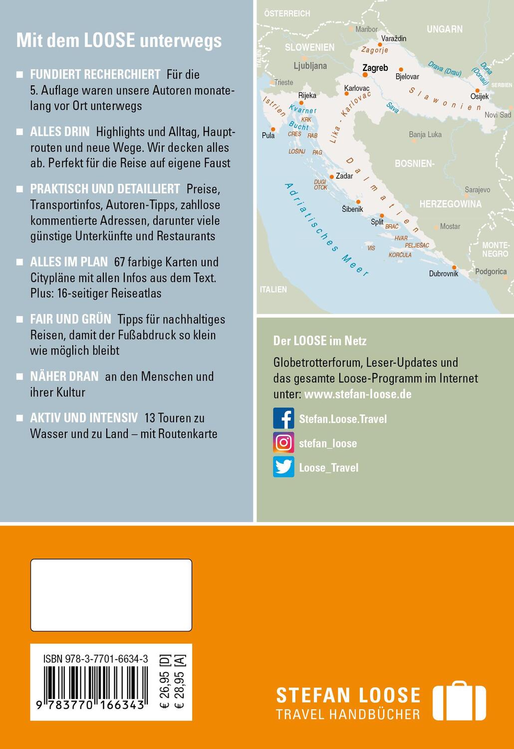 Rückseite: 9783770166343 | Stefan Loose Reiseführer Kroatien | mit Reiseatlas | Taschenbuch