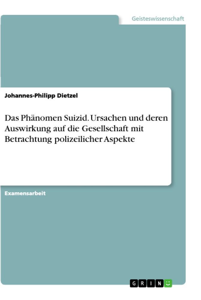 Cover: 9783346008473 | Das Phänomen Suizid. Ursachen und deren Auswirkung auf die...