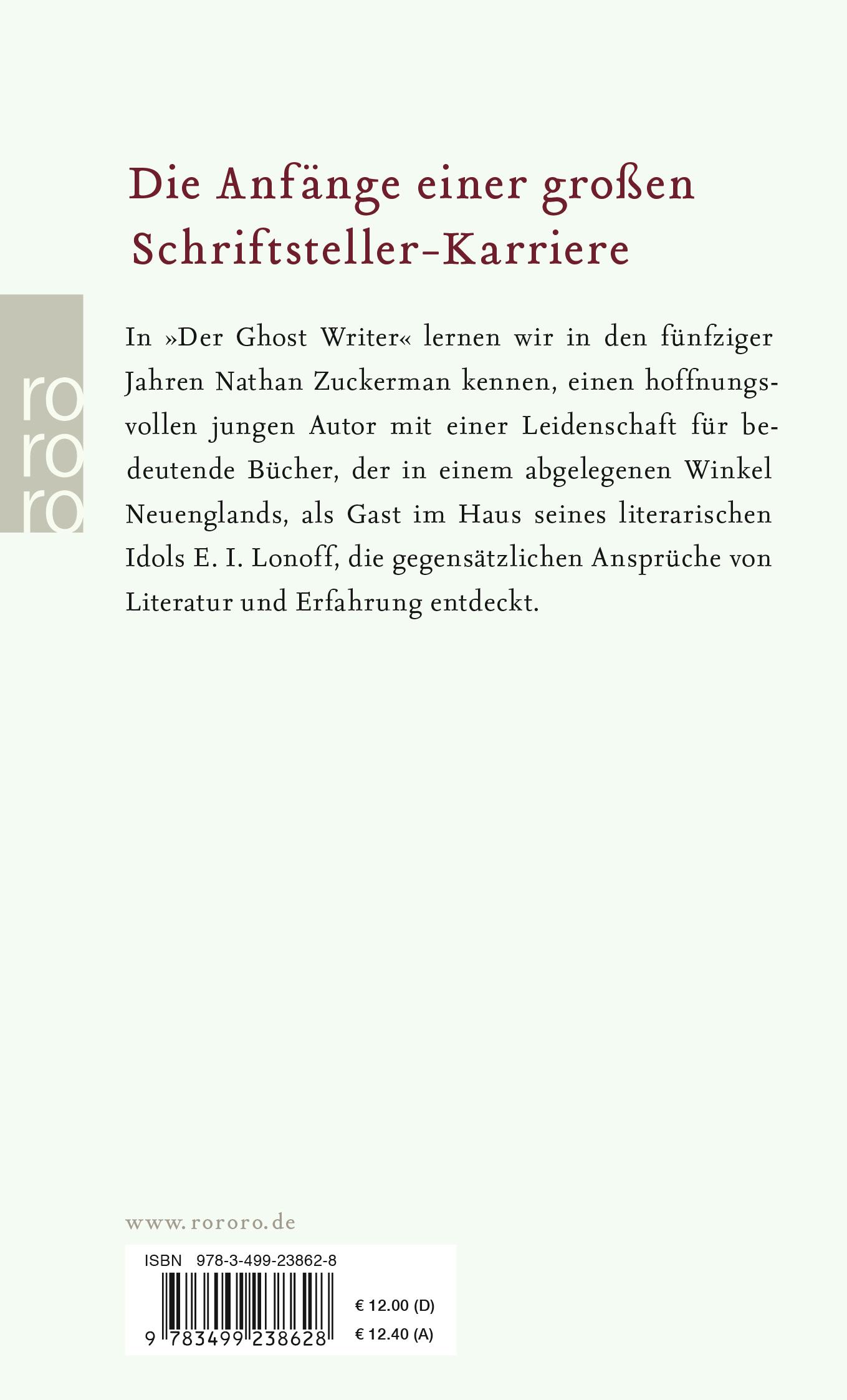 Rückseite: 9783499238628 | Der Ghost Writer | Philip Roth | Taschenbuch | 238 S. | Deutsch | 2004