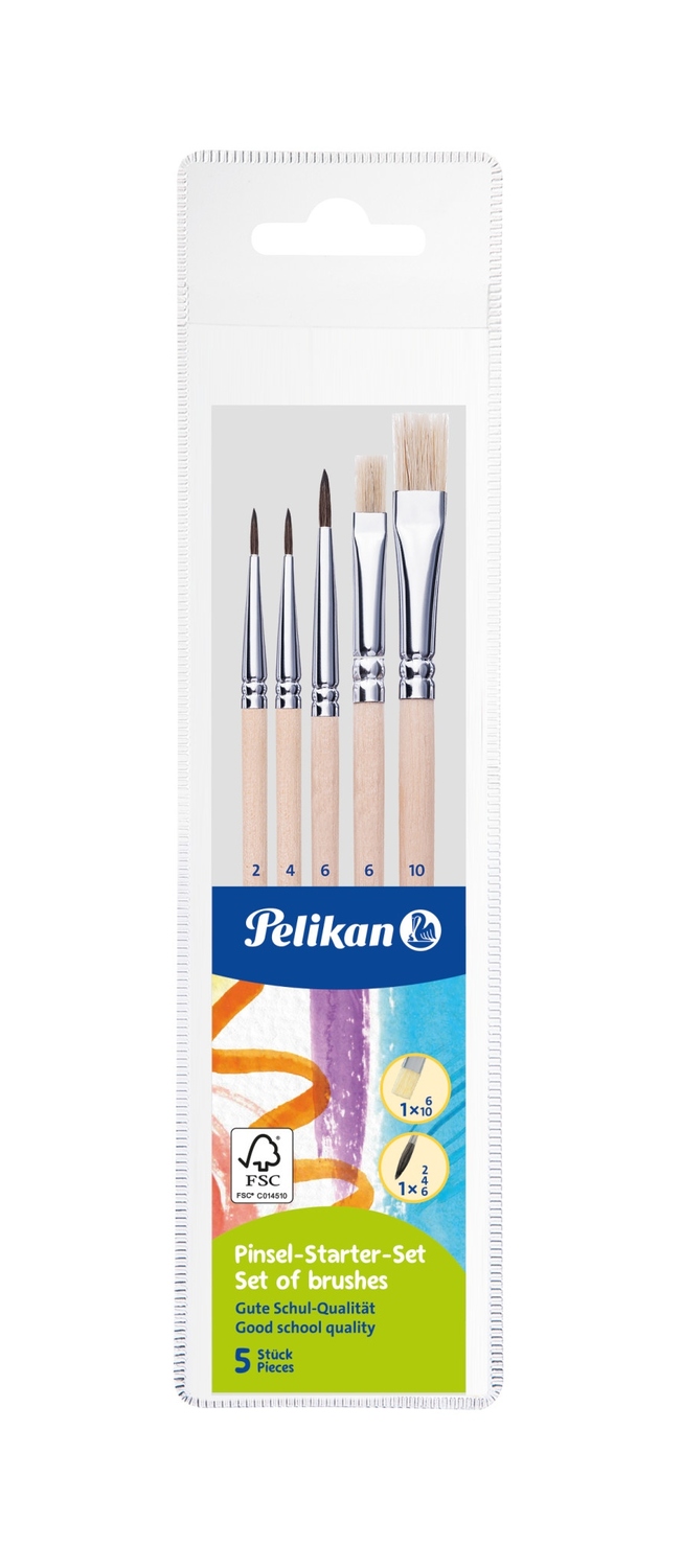 Cover: 4012700718167 | Pelikan Pinsel Starter-Set, 3 Haar- und 2 Borstenpinseln | 718163