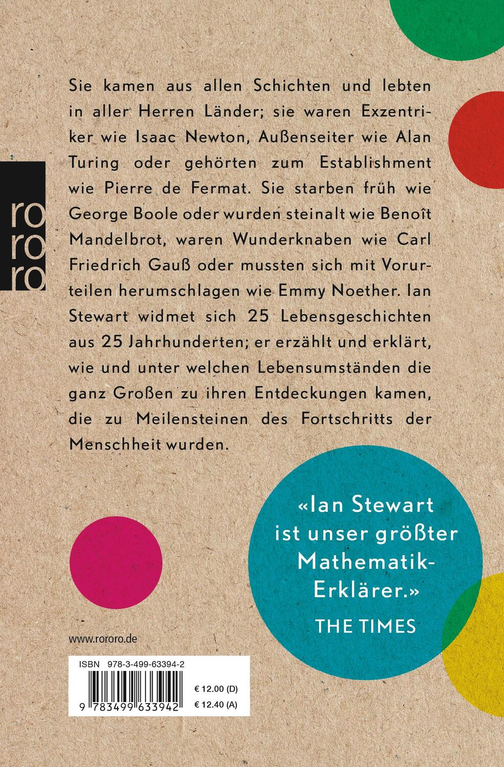 Rückseite: 9783499633942 | Größen der Mathematik | 25 Denker, die Geschichte schrieben | Stewart