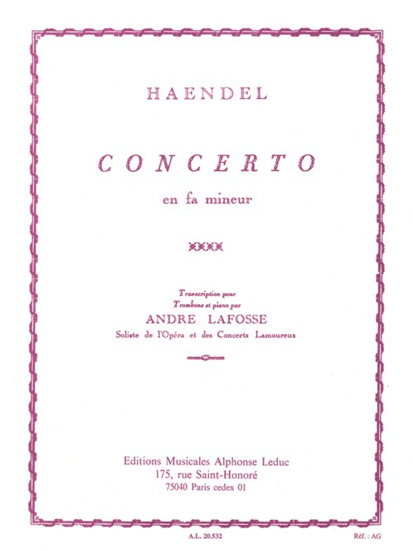 Cover: 9790046205323 | Concerto In F Minor | Georg Friedrich Händel | Buch | Alphonse Leduc