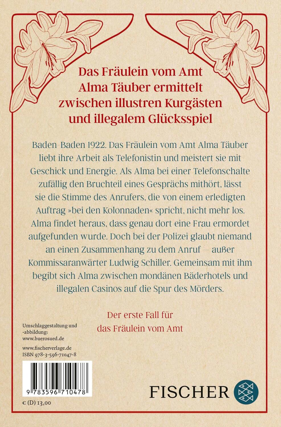 Rückseite: 9783596710478 | Fräulein vom Amt - Die Nachricht des Mörders | Charlotte Blum | Buch