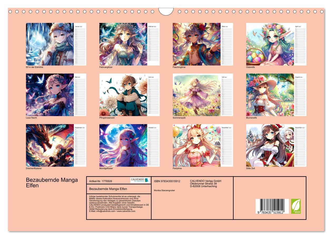 Bild: 9783435515912 | Bezaubernde Manga Elfen (Wandkalender 2025 DIN A3 quer), CALVENDO...