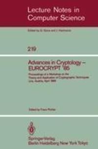 Cover: 9783540164685 | Advances in Cryptology ¿ EUROCRYPT '85 | Franz Pichler | Taschenbuch