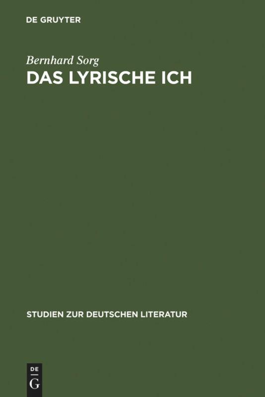 Cover: 9783484180802 | Das lyrische Ich | Bernhard Sorg | Buch | VI | Deutsch | 1985