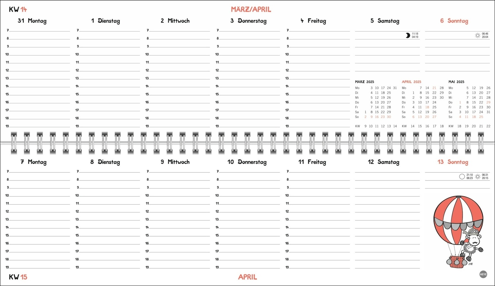 Bild: 9783756406531 | sheepworld Wochenquerplaner 2025 | Kalender | Spiralbindung | 64 S.