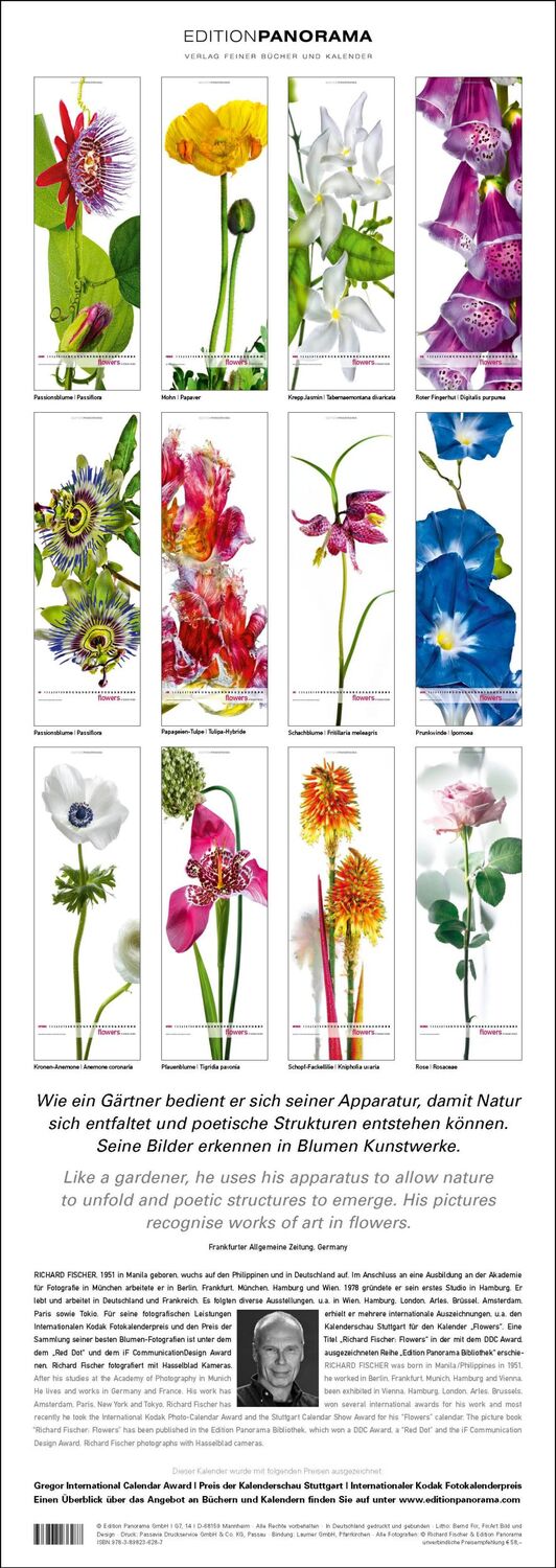 Bild: 9783898236287 | Flowers | NEU 2024 - Immerwährender Vertikal-Kalender, 40 x 110 cm