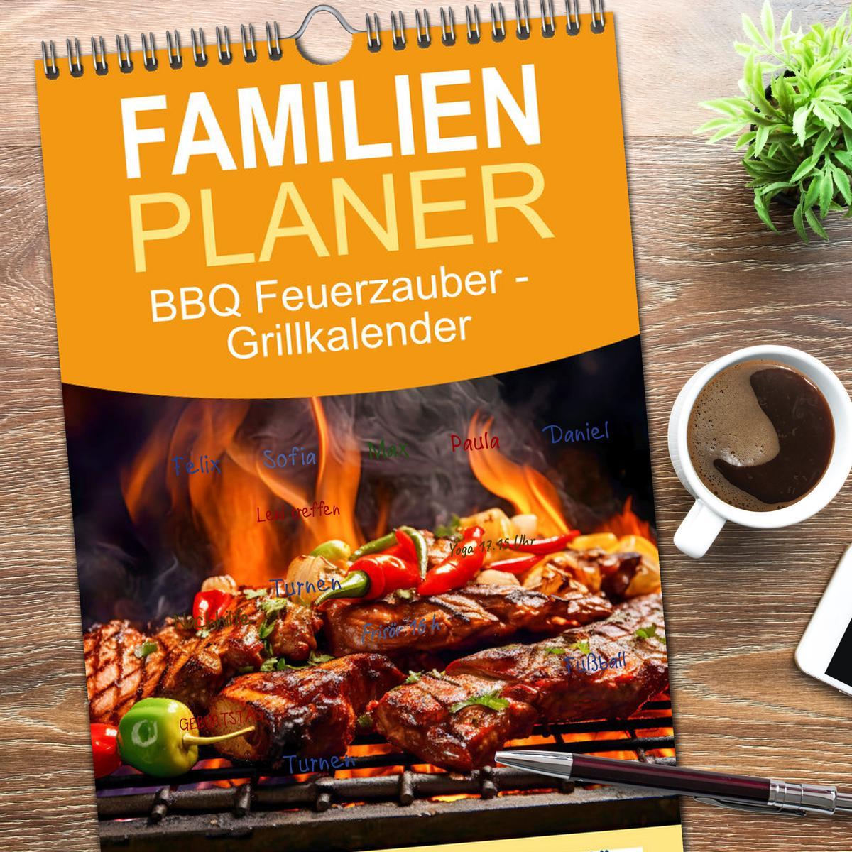 Bild: 9783457091418 | Familienplaner 2025 - BBQ Feuerzauber - Grillkalender mit 5 Spalten...