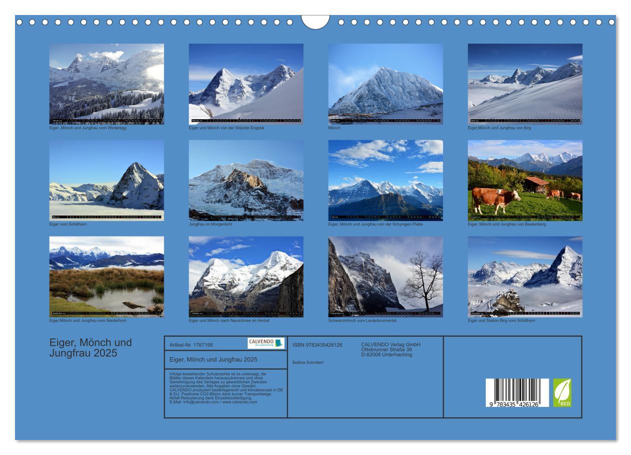 Bild: 9783435426126 | Eiger, Mönch und Jungfrau 2025 (Wandkalender 2025 DIN A3 quer),...