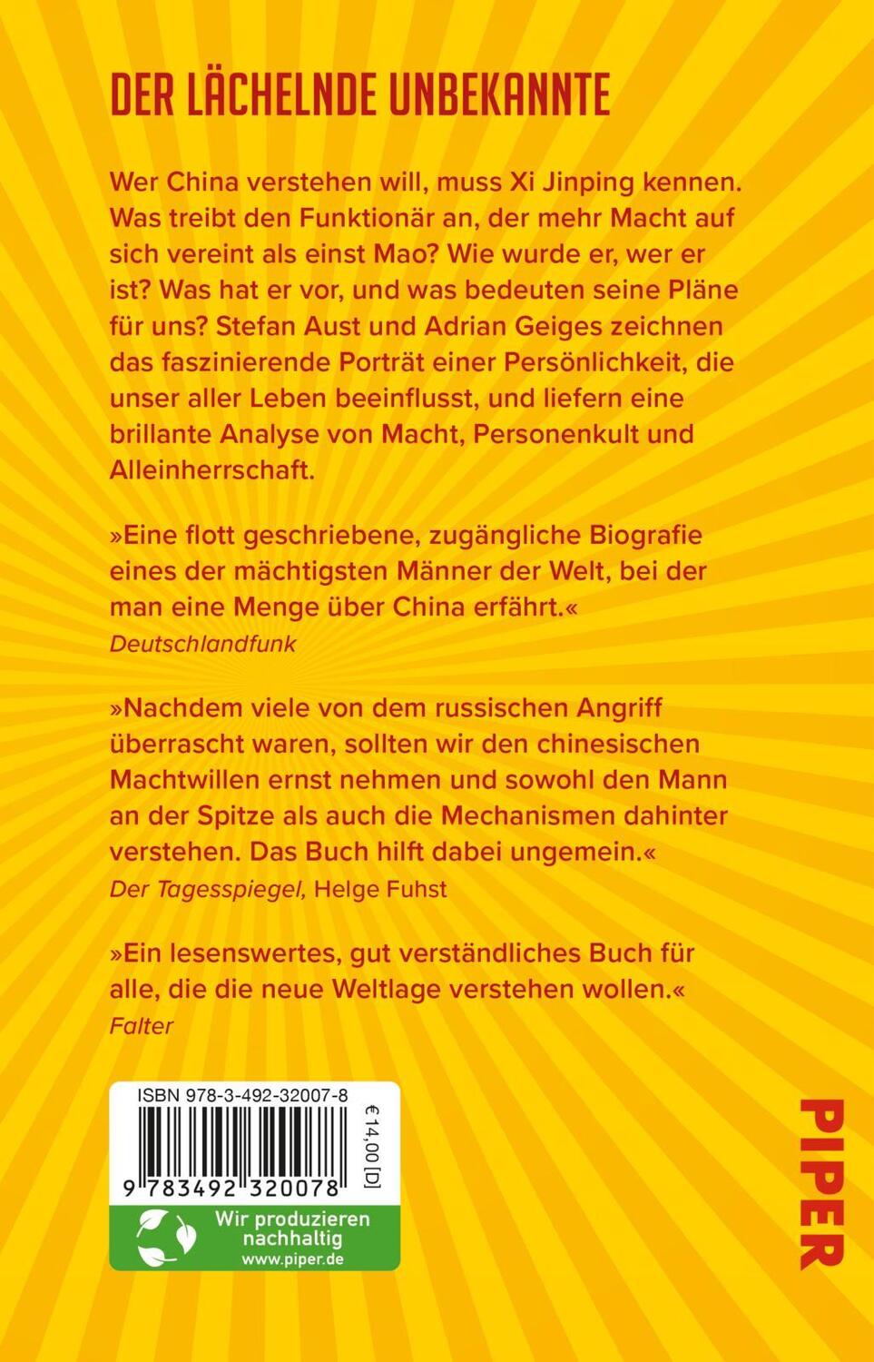 Rückseite: 9783492320078 | Xi Jinping - der mächtigste Mann der Welt | Stefan Aust (u. a.) | Buch