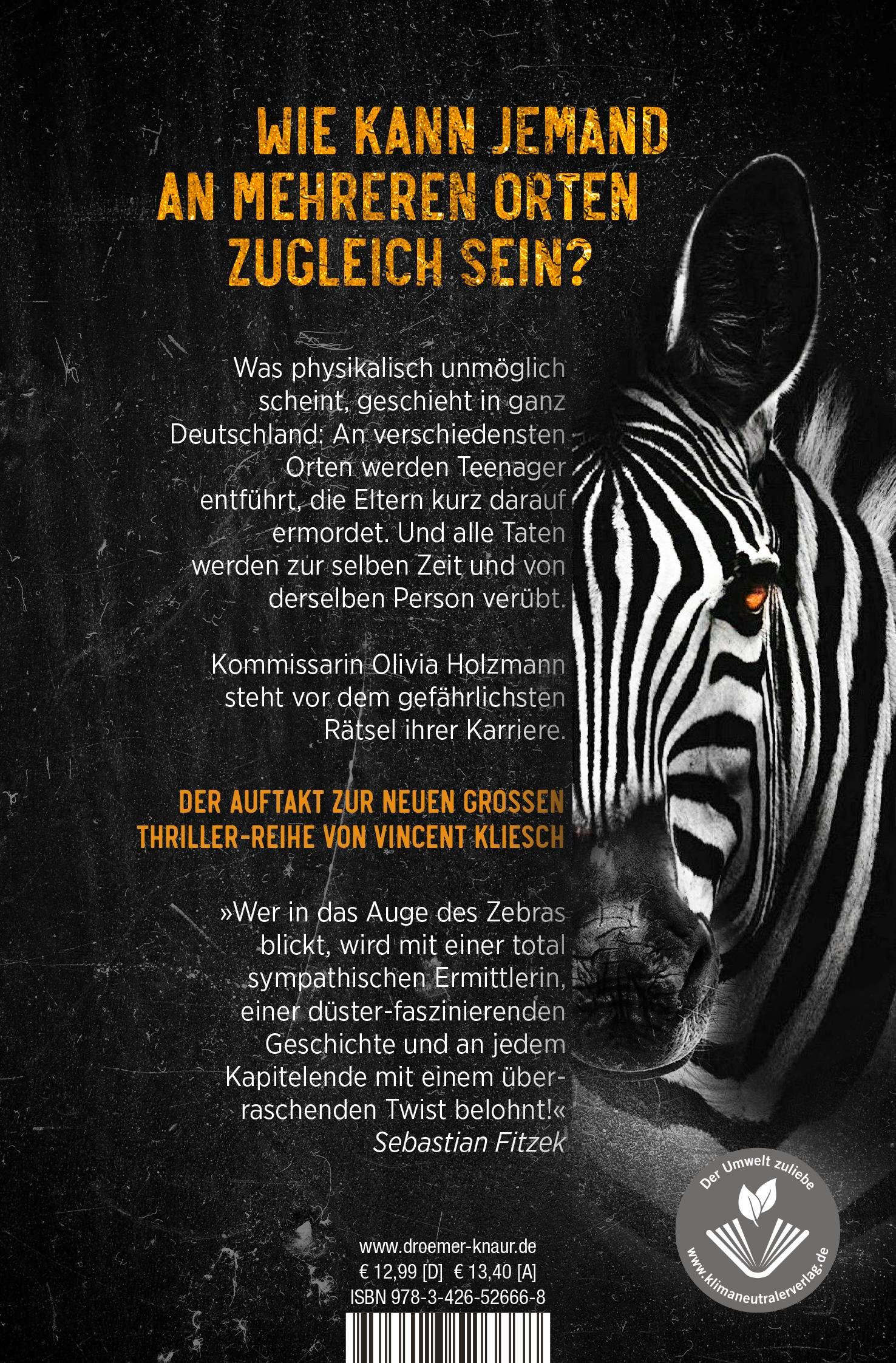 Rückseite: 9783426526668 | Im Auge des Zebras | Vincent Kliesch | Taschenbuch | 362 S. | Deutsch