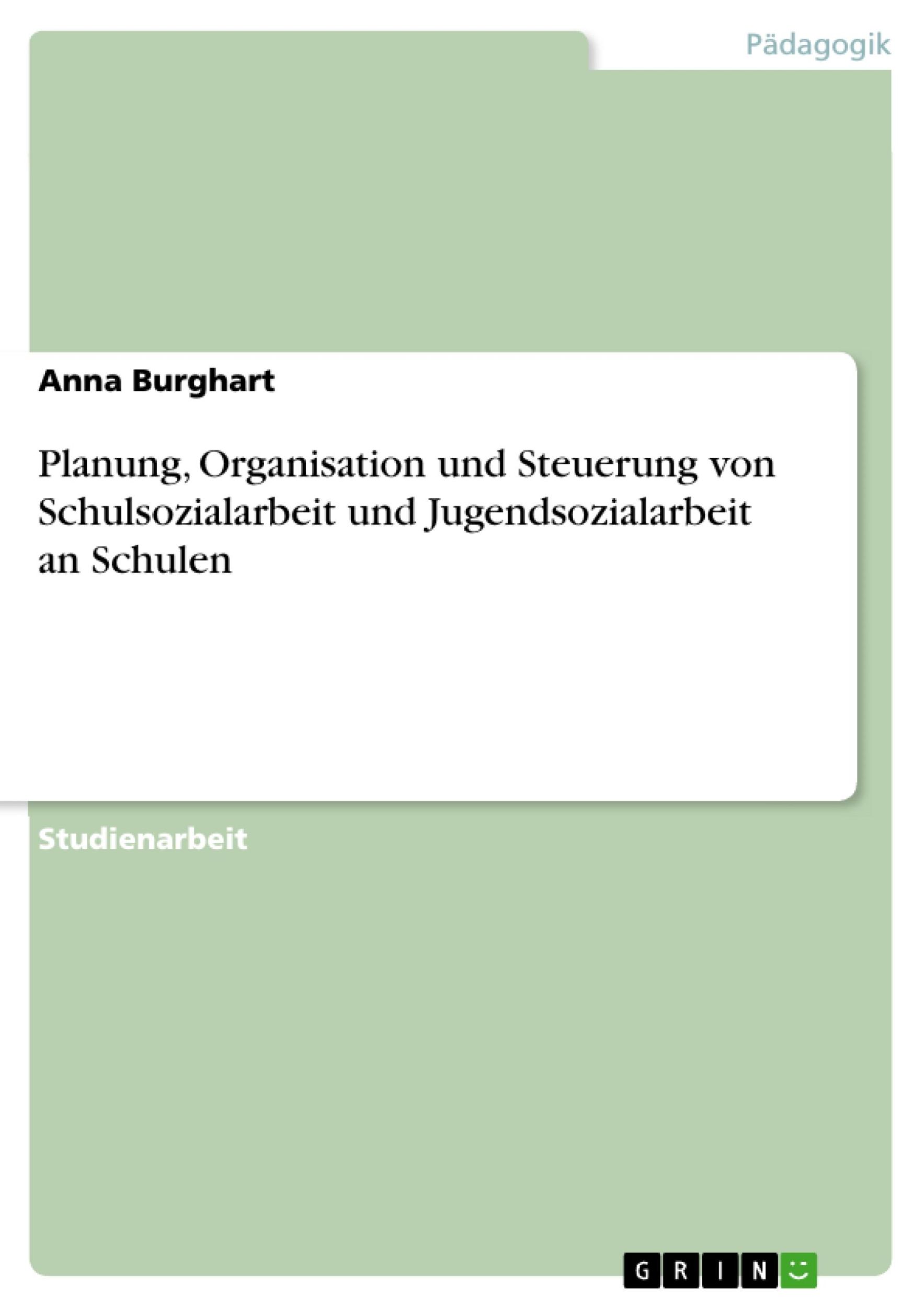 Cover: 9783668626867 | Planung, Organisation und Steuerung von Schulsozialarbeit und...