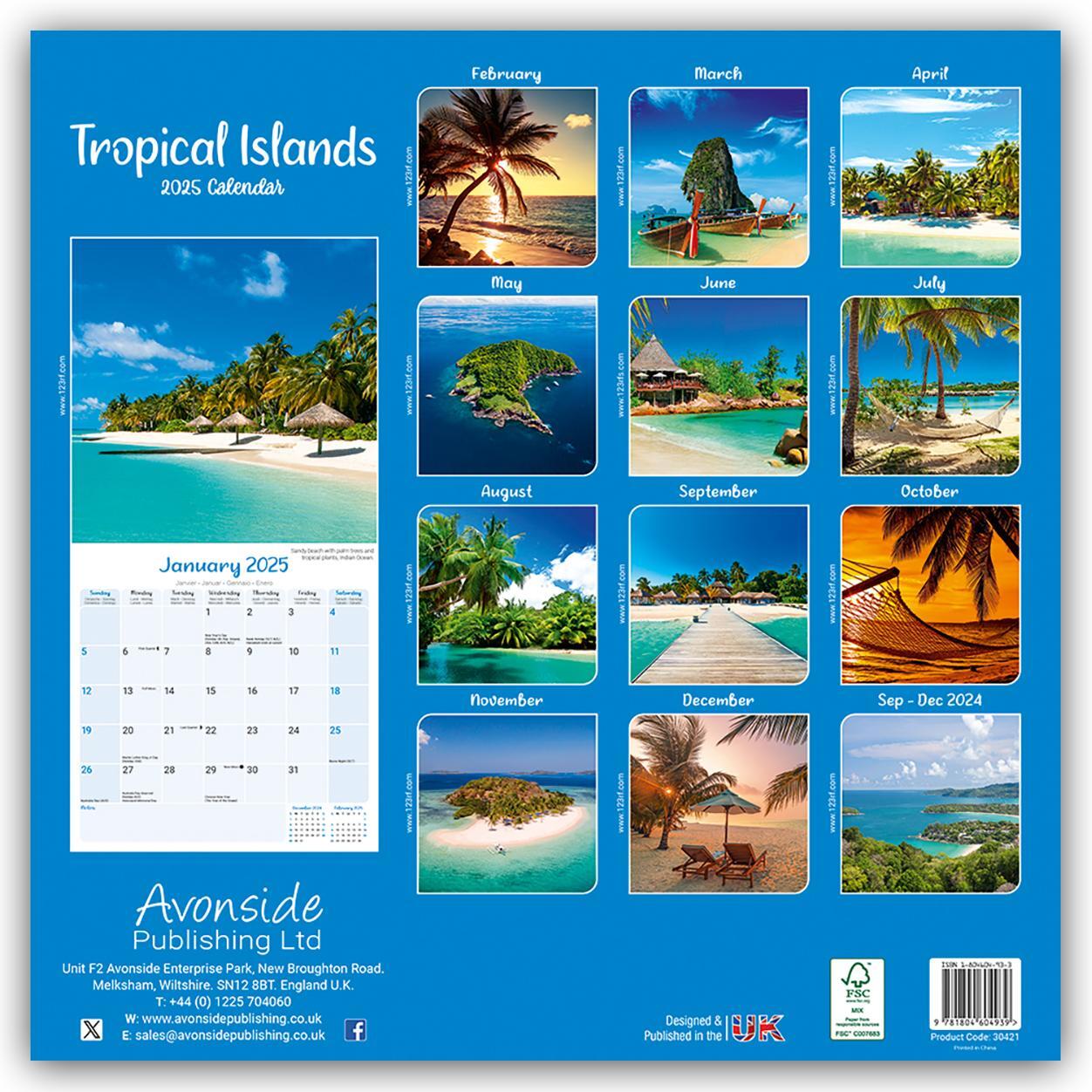 Rückseite: 9781804604939 | Tropical Islands - Tropische Inselparadiese 2025 - 16-Monatskalender