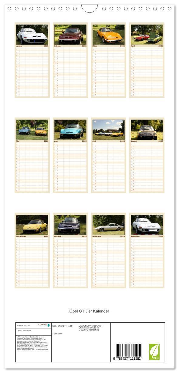 Bild: 9783457111581 | Familienplaner 2025 - Opel GT Der Kalender mit 5 Spalten...