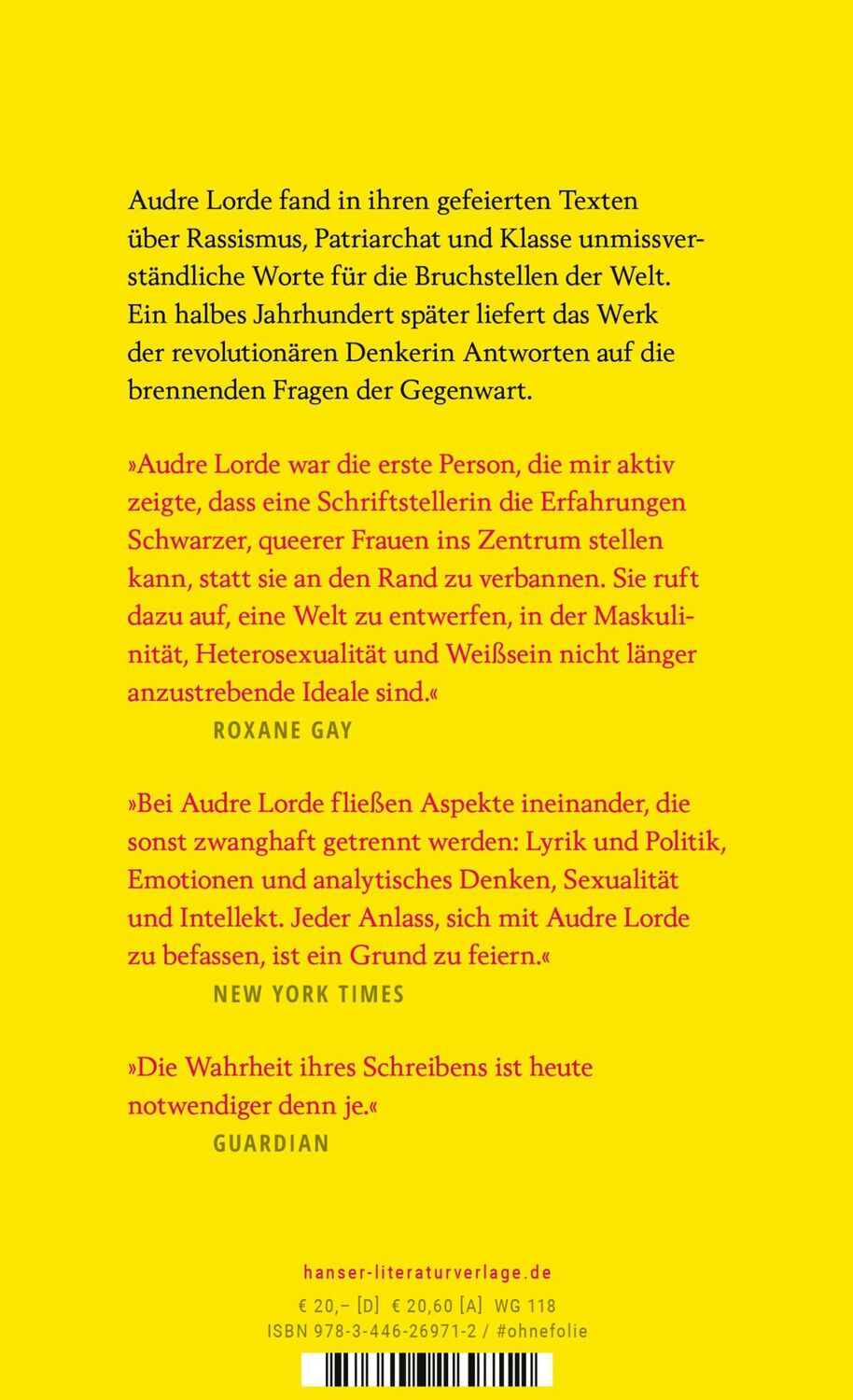 Bild: 9783446269712 | Sister Outsider | Essays | Audre Lorde | Buch | 282 S. | Deutsch