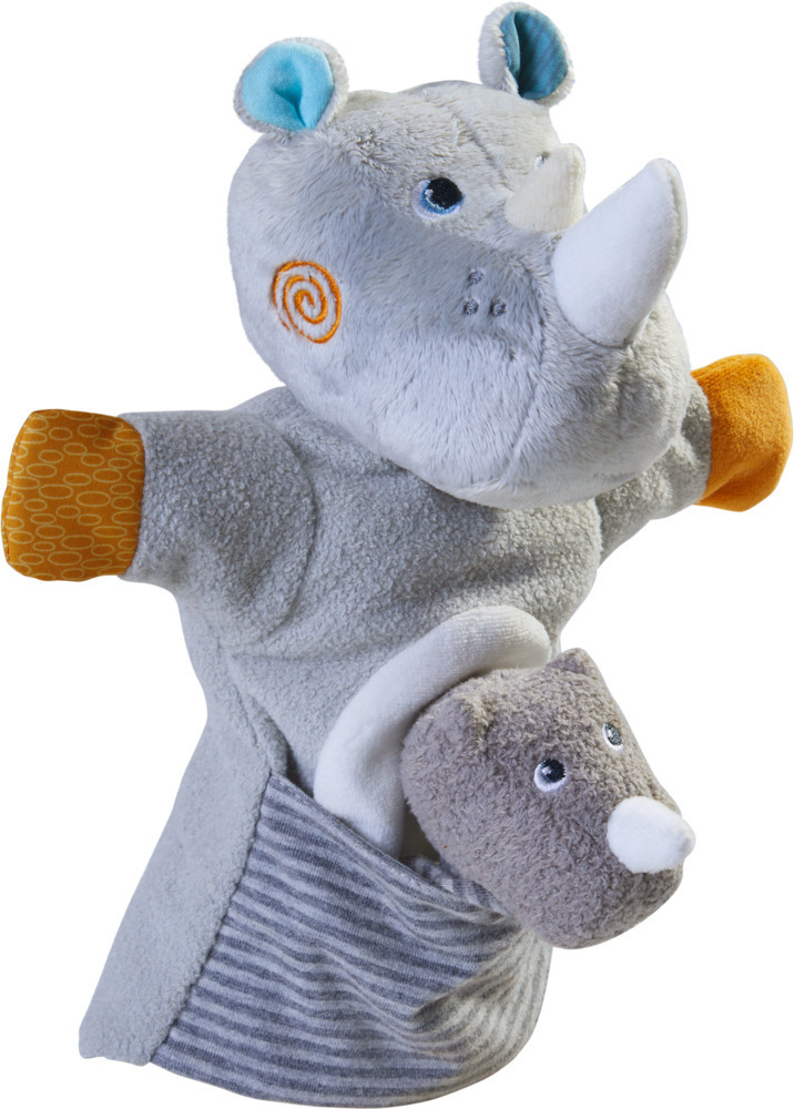 Bild: 4010168253152 | HABA Handpuppe Nashorn mit Baby | Stück | Anhänger-Klappkarte | 2020