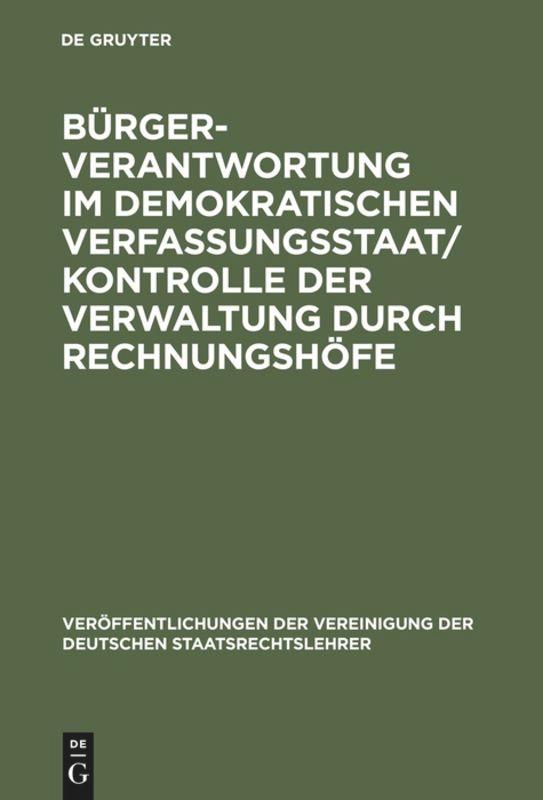 Cover: 9783110152210 | Bürgerverantwortung im demokratischen Verfassungsstaat / Kontrolle...