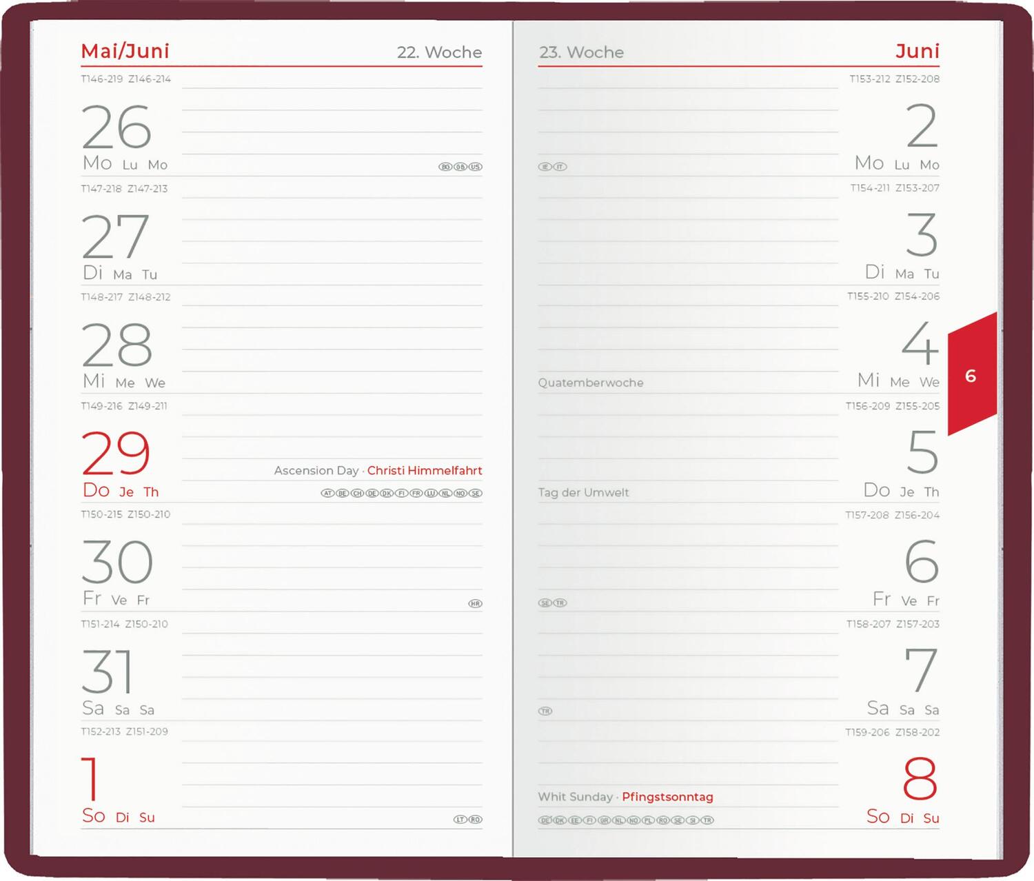 Bild: 4006928026807 | Taschenplaner bordeaux 2025 - Bürokalender 9,5x16 cm - 64 Seiten -...