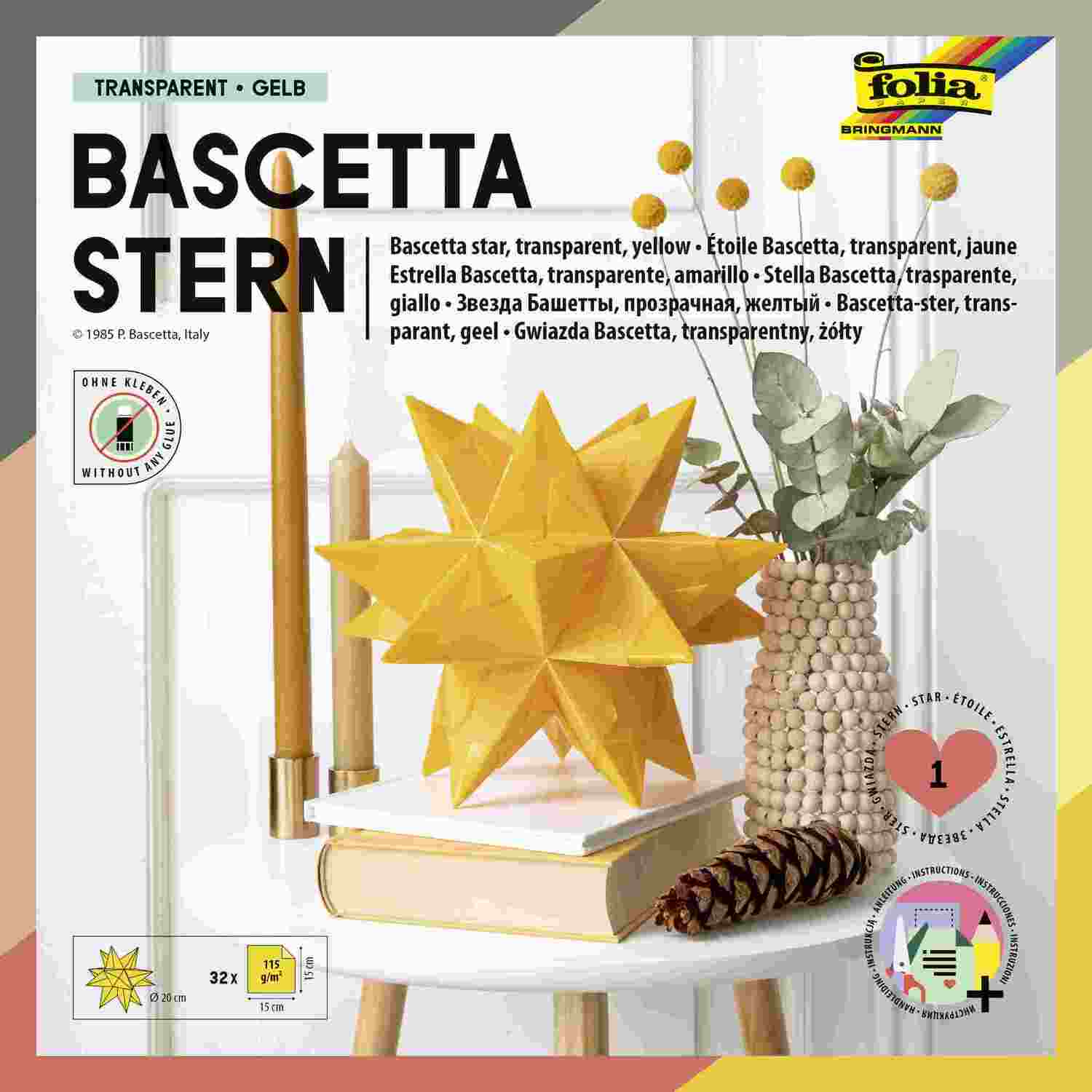 Cover: 4001868033281 | Folia Bascetta-Stern Set, TRANSPARENTPAPIER 115g/m², 15x15cm, 32...