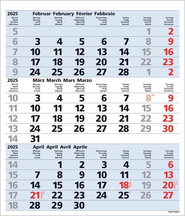 Bild: 9783731877547 | 3-Monats-Planer Comfort Blau 2025 | Verlag Korsch | Kalender | 12 S.