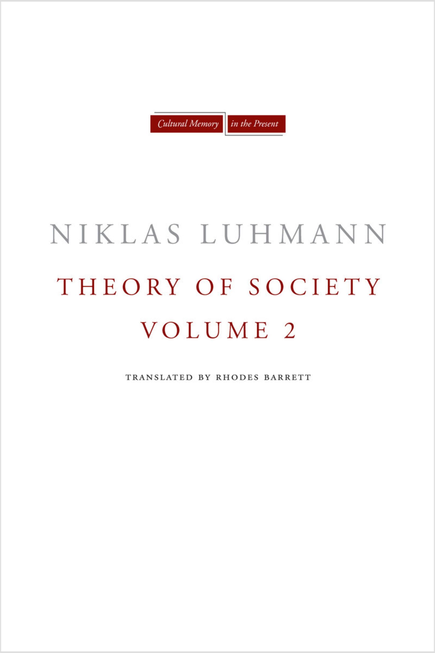 Cover: 9780804771603 | Theory of Society, Volume 2 | Niklas Luhmann | Taschenbuch | Englisch