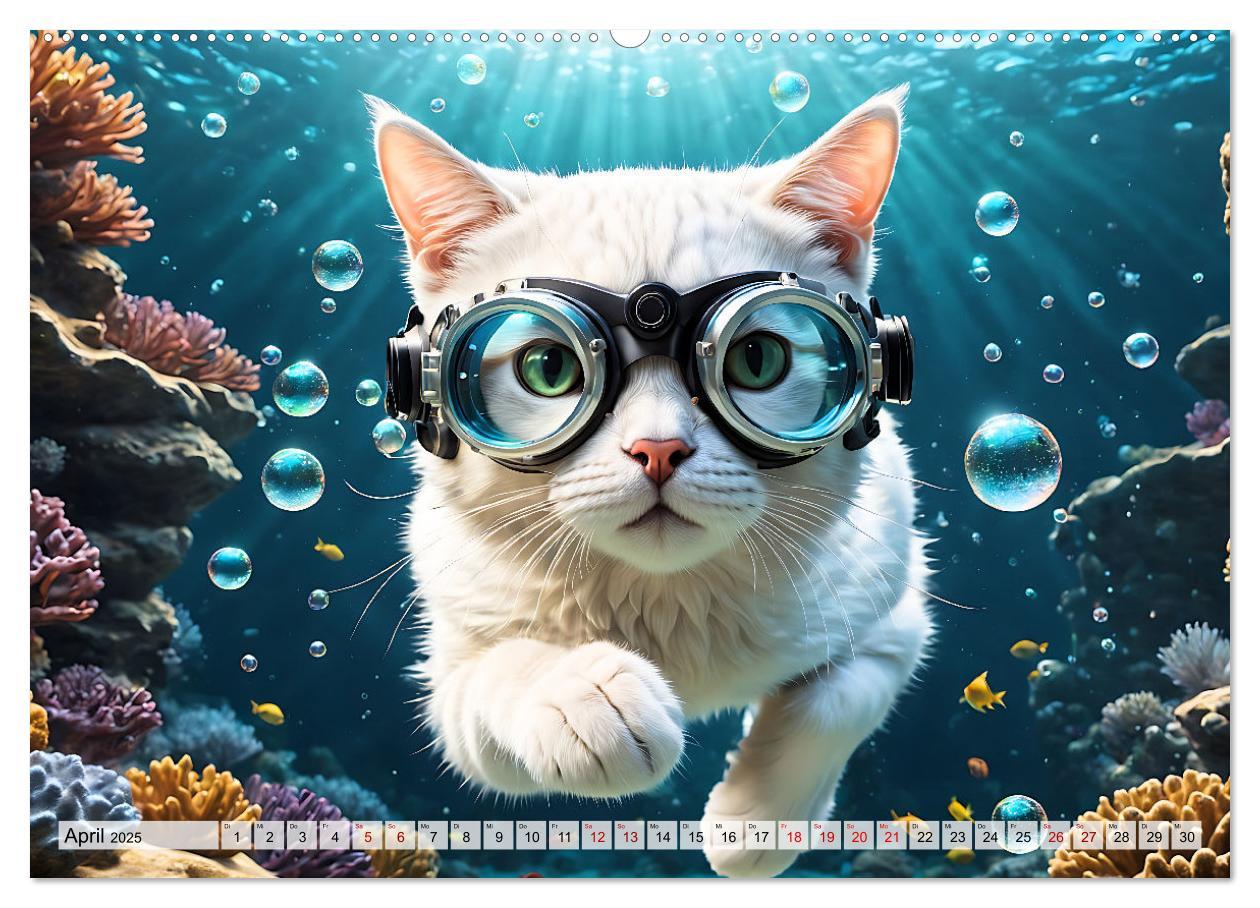 Bild: 9783383843433 | Katzen unter Wasser (Wandkalender 2025 DIN A2 quer), CALVENDO...