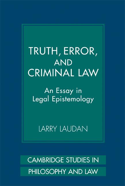 Cover: 9780521730358 | Truth, Error, and Criminal Law | An Essay in Legal Epistemology | Buch