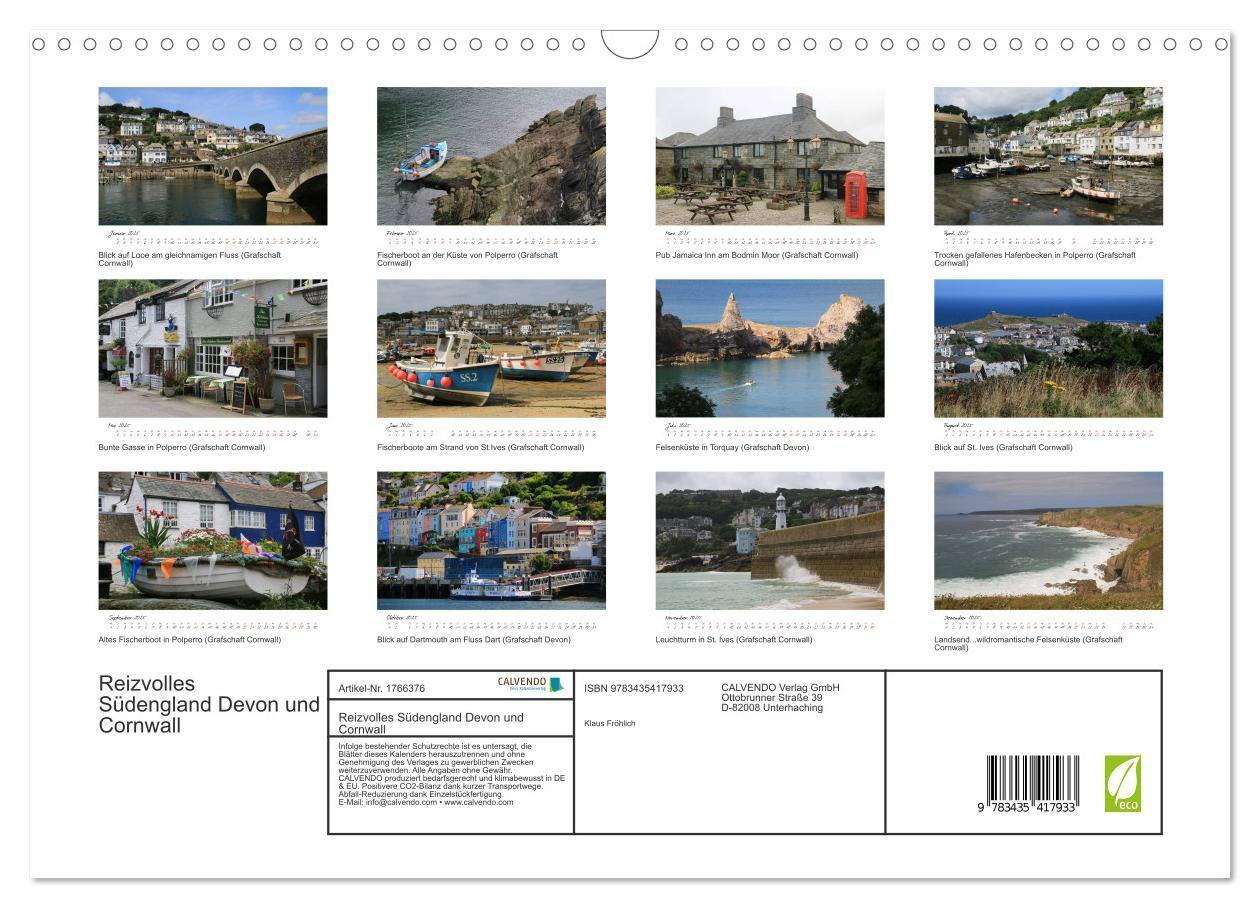 Bild: 9783435417933 | Reizvolles Südengland Devon und Cornwall (Wandkalender 2025 DIN A3...