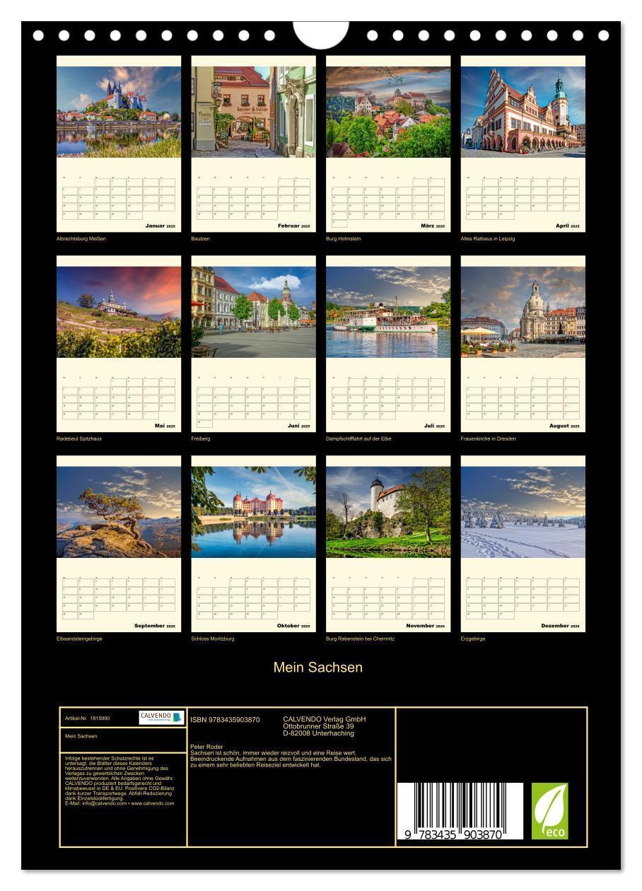 Bild: 9783435903870 | Mein Sachsen (Wandkalender 2025 DIN A4 hoch), CALVENDO Monatskalender