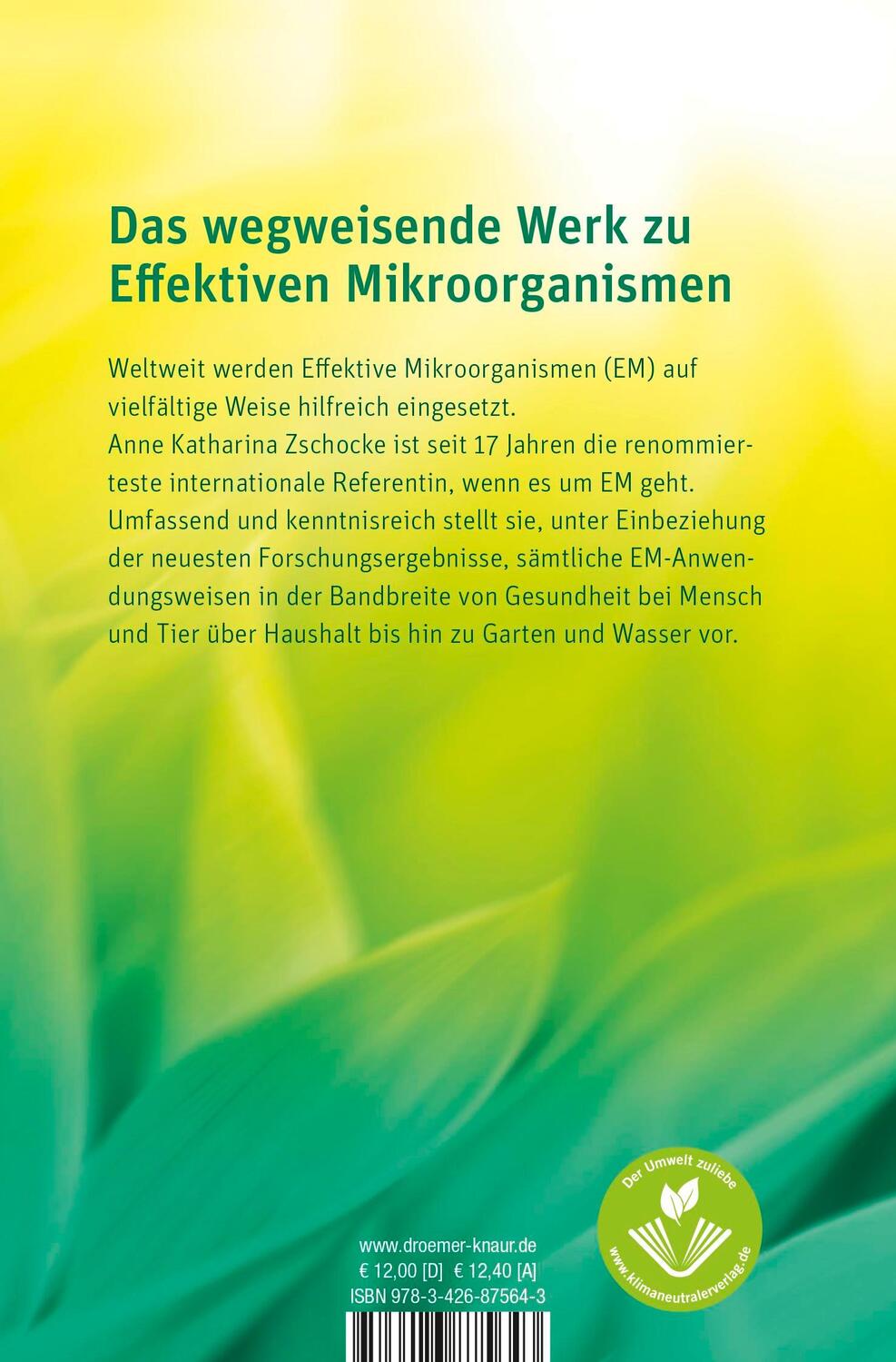 Rückseite: 9783426875643 | Die erstaunlichen Kräfte der Effektiven Mikroorganismen EM | Zschocke