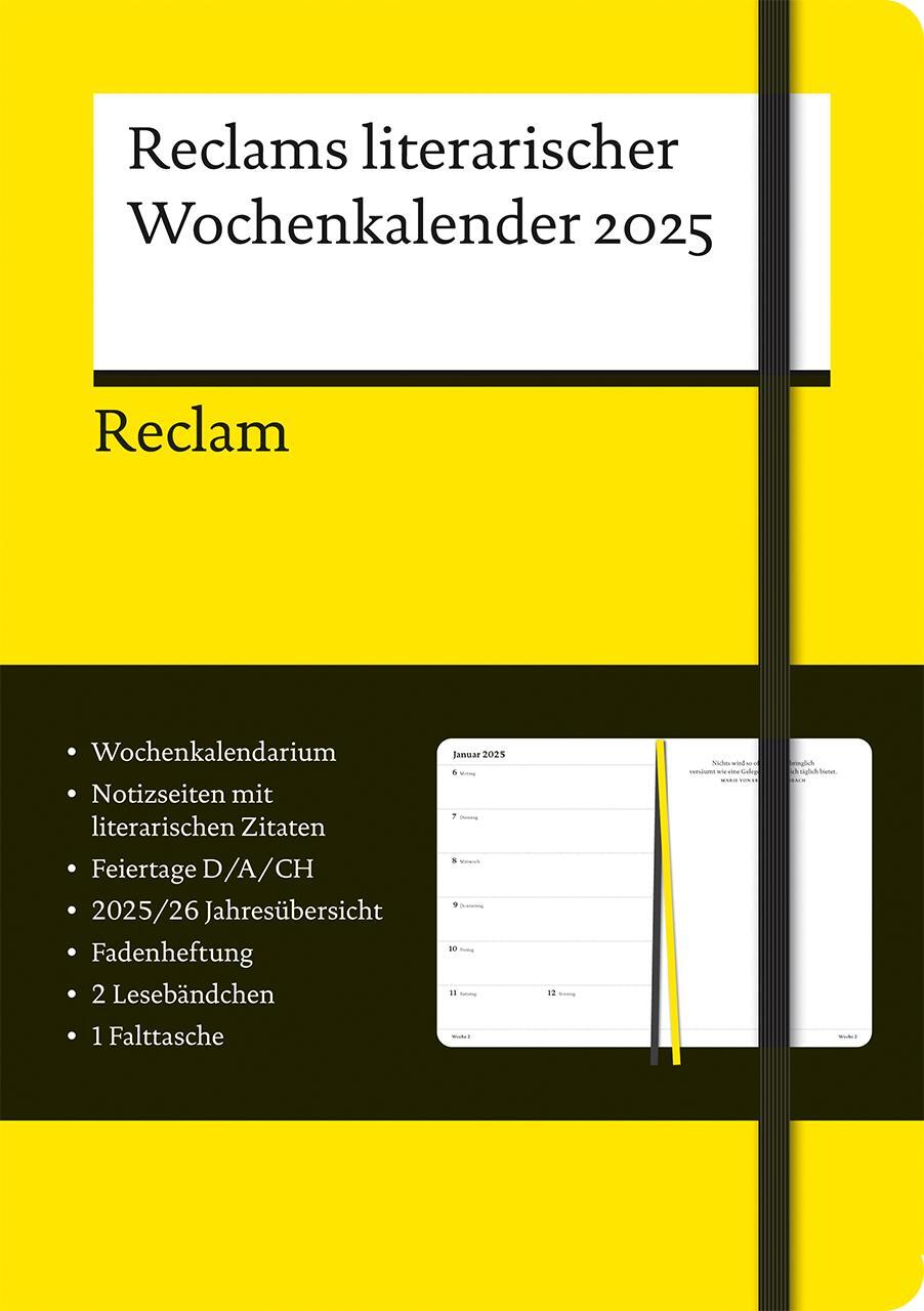 Cover: 9783150950319 | Reclams literarischer Wochenkalender 2025 | Kalender | 160 S. | 2025