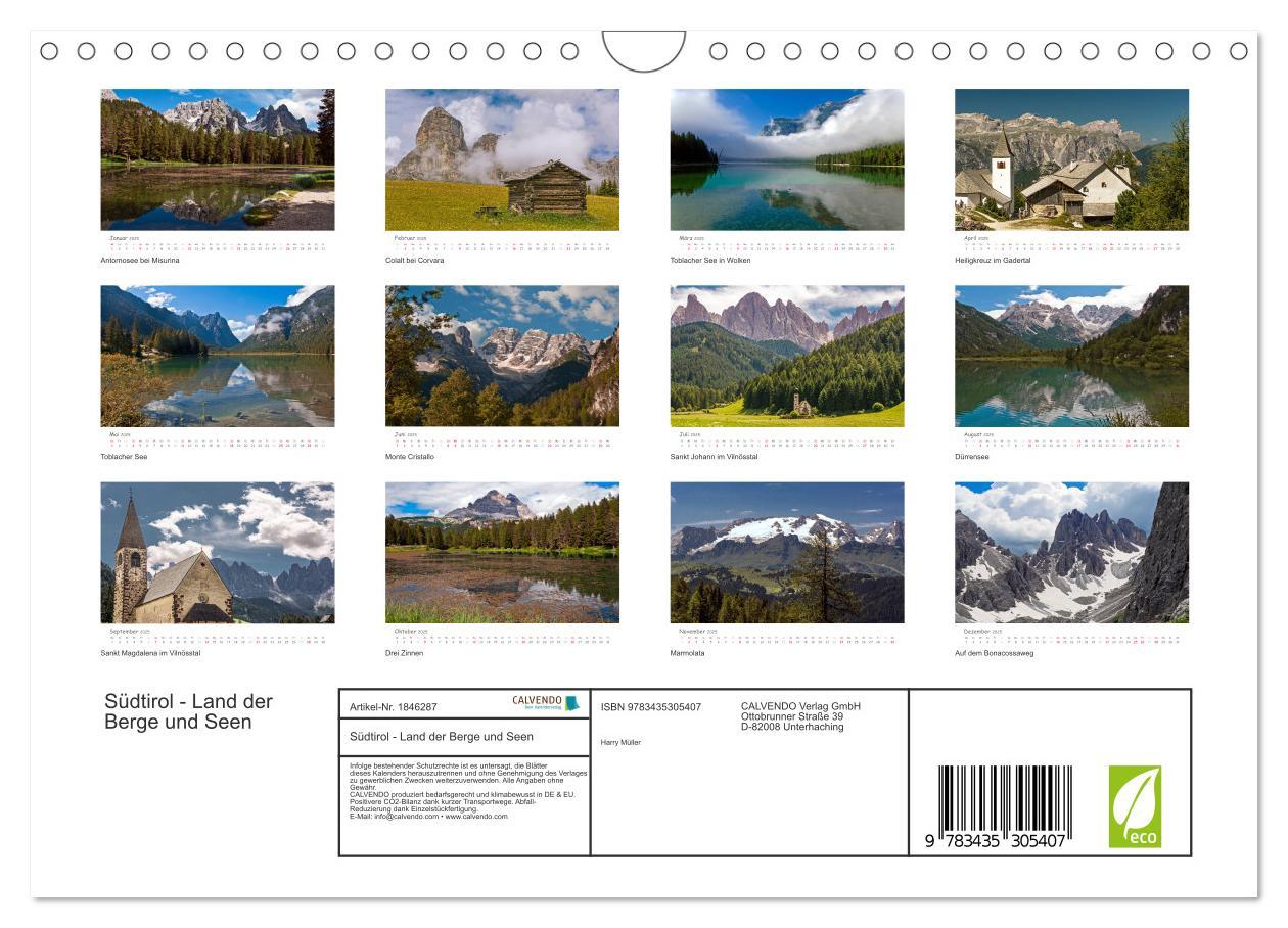 Bild: 9783435305407 | Südtirol - Land der Berge und Seen (Wandkalender 2025 DIN A4 quer),...