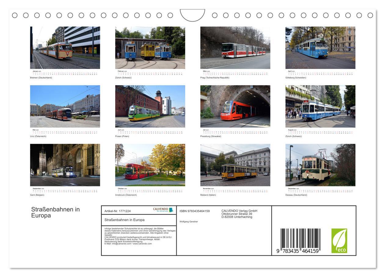 Bild: 9783435464159 | Straßenbahnen in Europa (Wandkalender 2025 DIN A4 quer), CALVENDO...