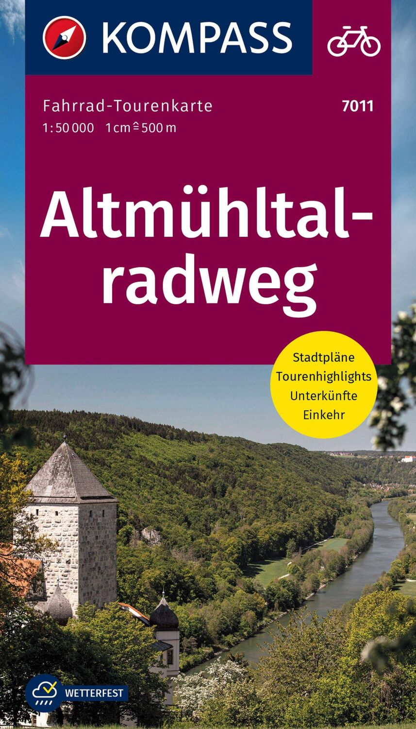 Cover: 9783991216216 | KOMPASS Fahrrad-Tourenkarte Altmühltalradweg 1:50.000 | (Land-)Karte