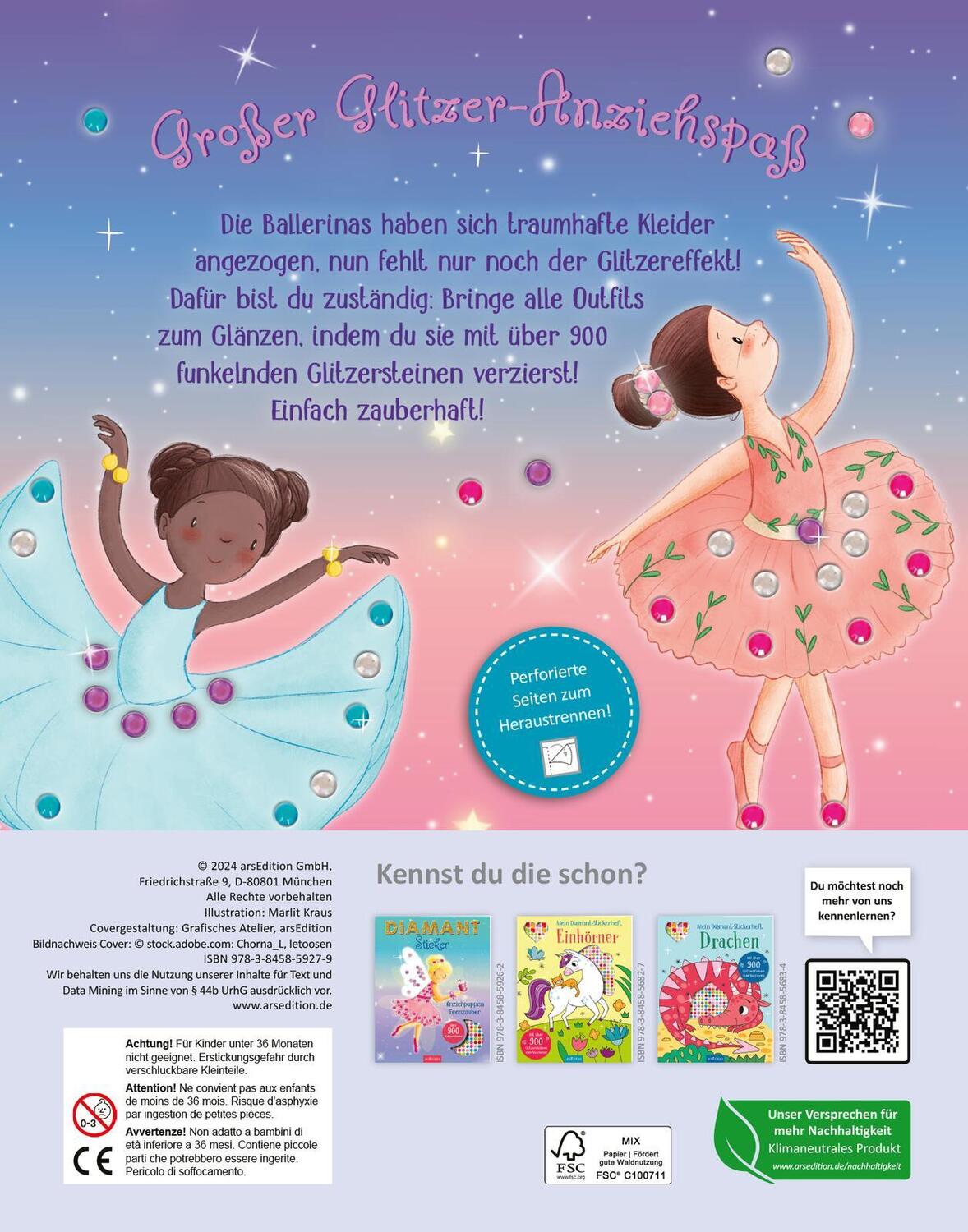 Rückseite: 9783845859279 | Diamantsticker Anziehpuppen - Ballett | Über 900 Glitzersteine | Buch