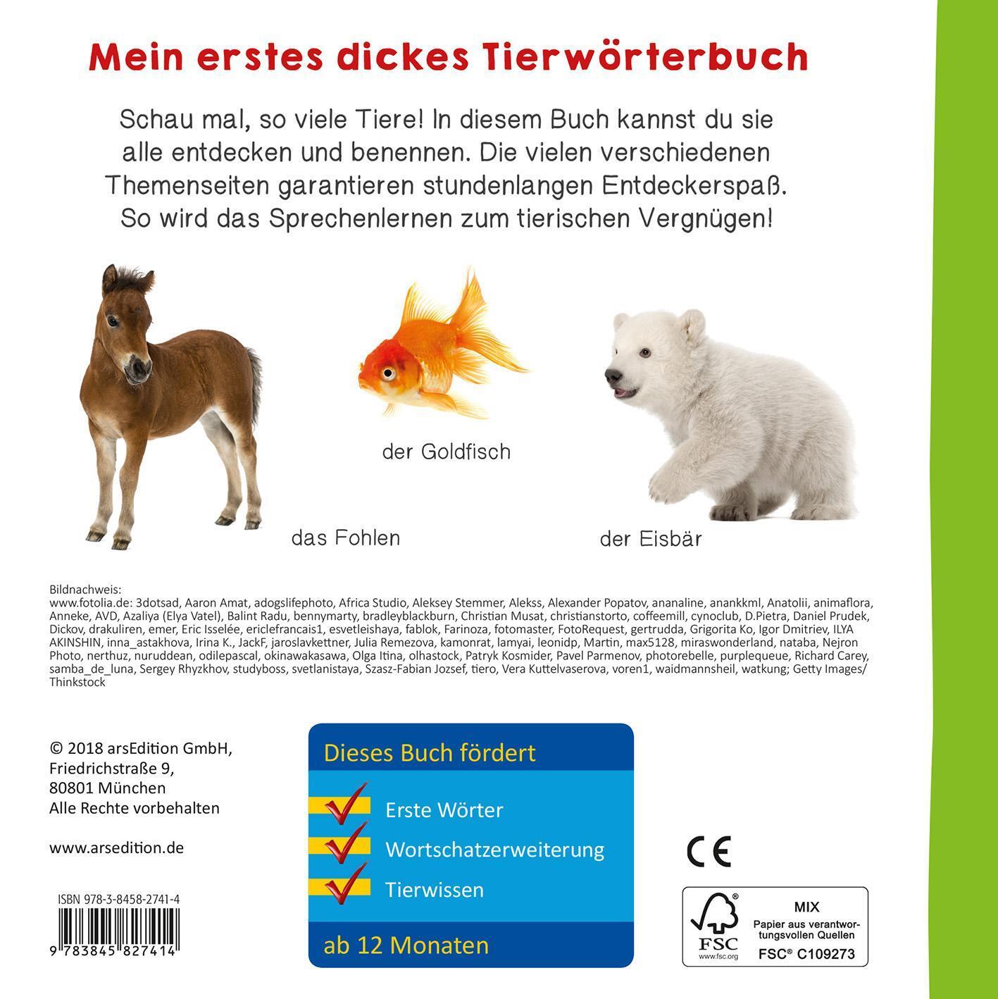 Rückseite: 9783845827414 | Meine ersten 100 Tiere | Foto-Wörterbuch | Buch | Pappebuch | 40 S.