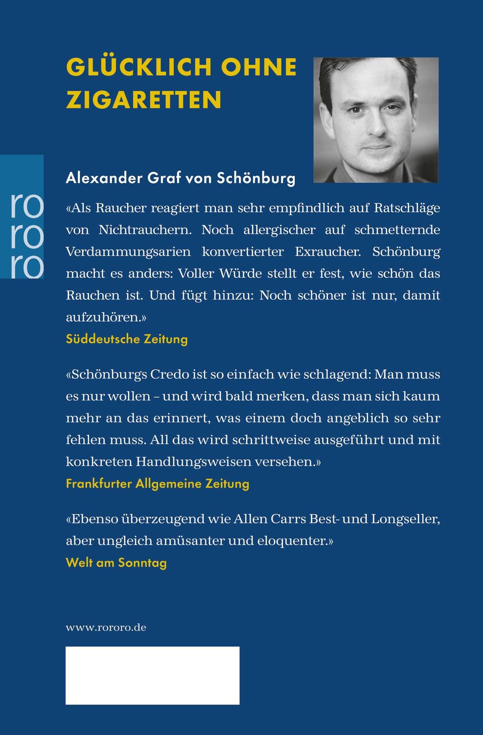 Rückseite: 9783499616600 | Der fröhliche Nichtraucher | Alexander Graf von Schönburg | Buch