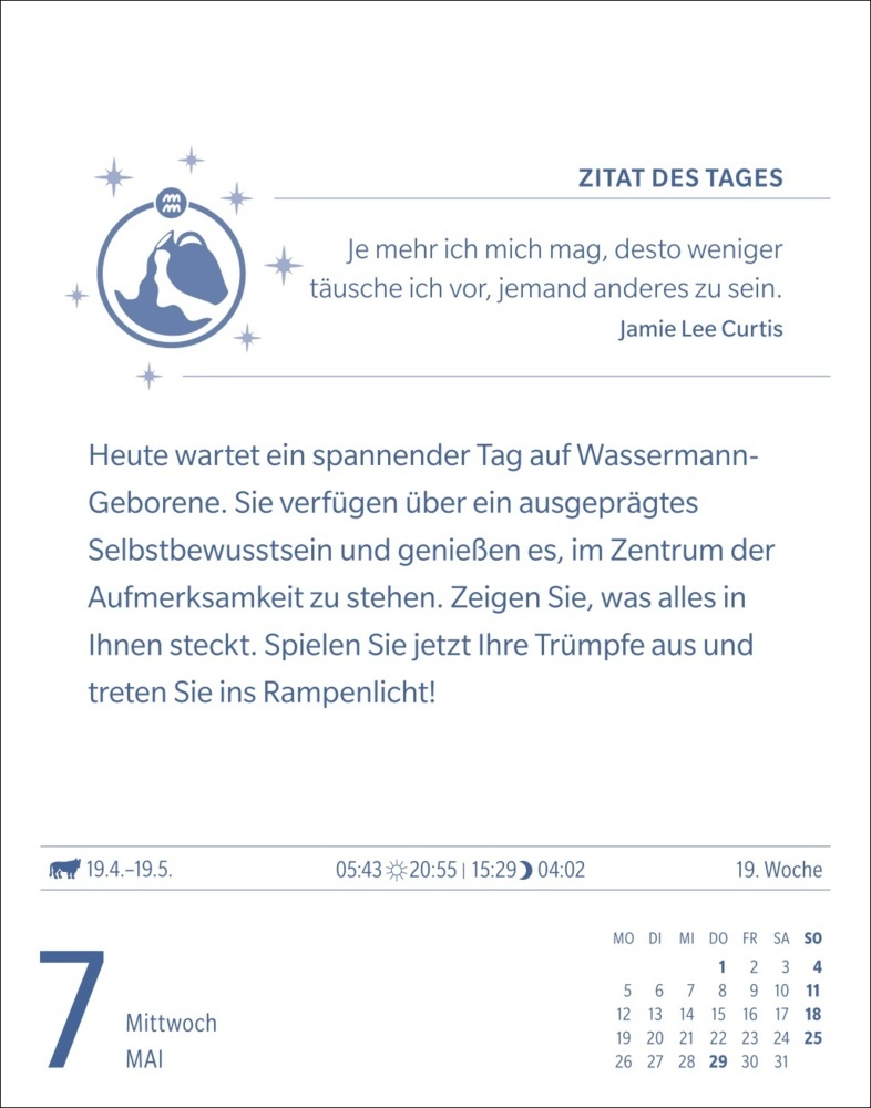 Bild: 9783840033650 | Wassermann Sternzeichenkalender 2025 - Tagesabreißkalender - Ihr...