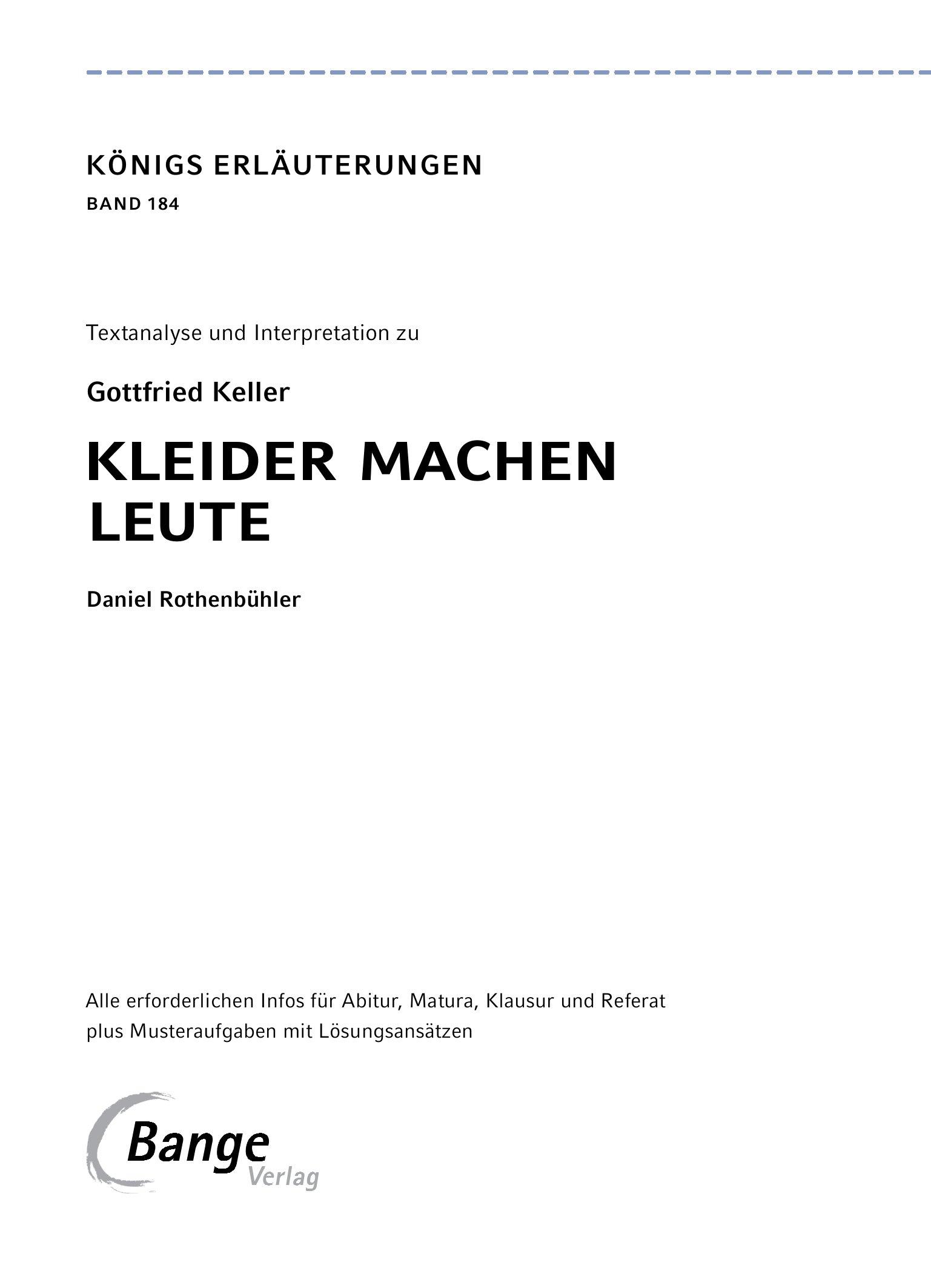 Bild: 9783804420892 | Kleider machen Leute von Gottfried Keller- Textanalyse und...