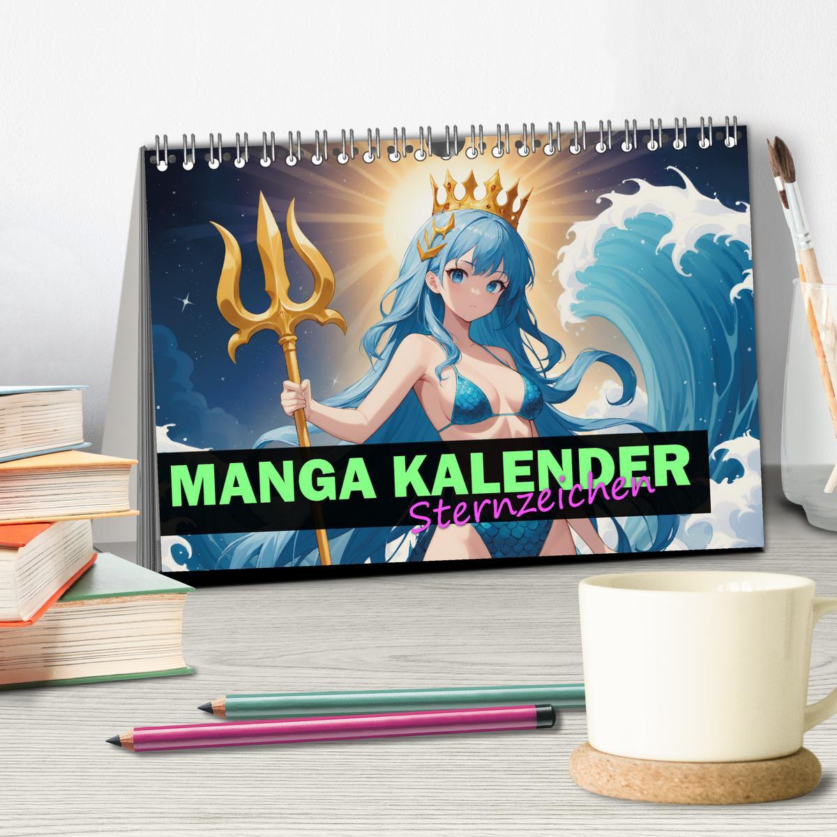 Bild: 9783457145456 | Manga Kalender Sternzeichen (Tischkalender 2025 DIN A5 quer),...