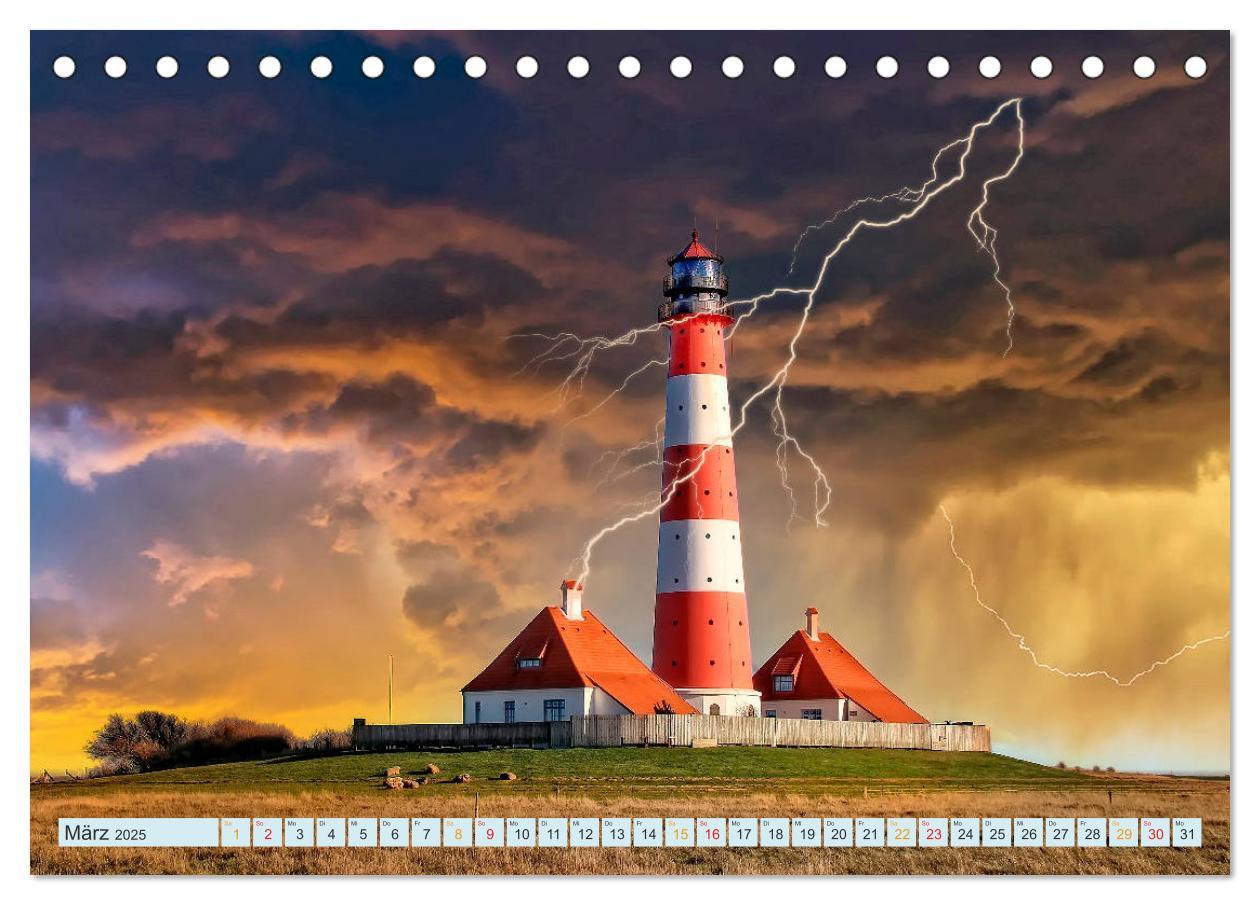 Bild: 9783435146512 | Leuchtturm Gewitter (Tischkalender 2025 DIN A5 quer), CALVENDO...