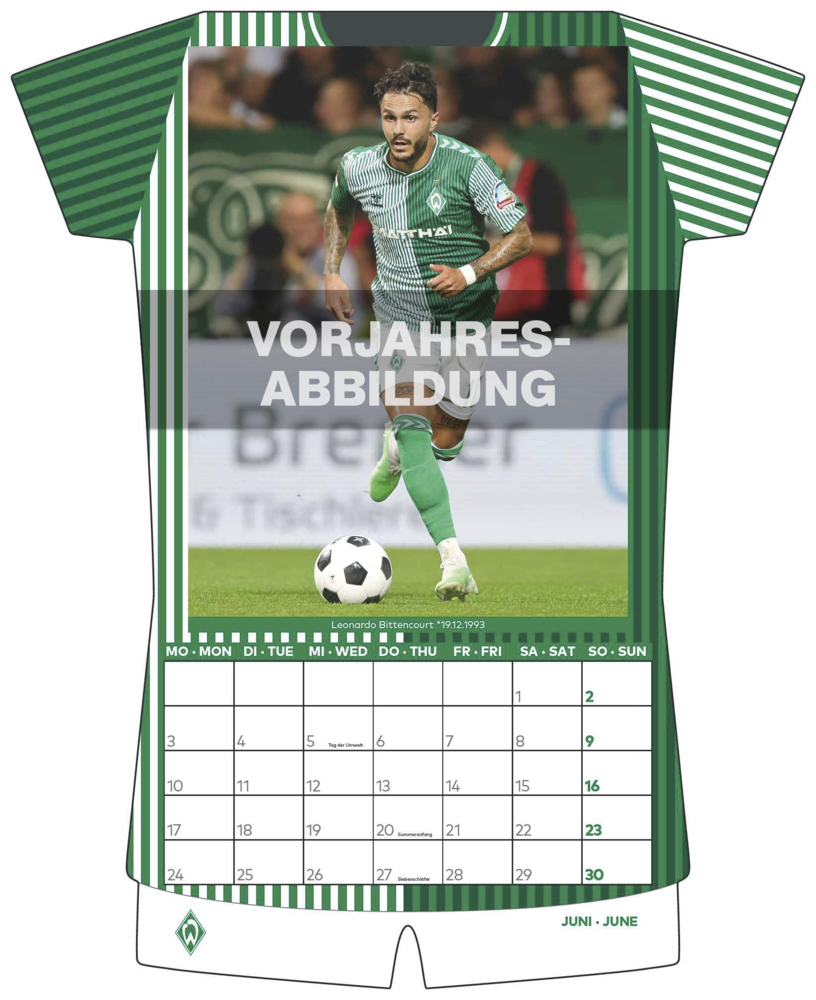 Bild: 4002725994509 | N NEUMANNVERLAGE - Werder Bremen 2025 Trikotkalender, 34,1x42cm,...