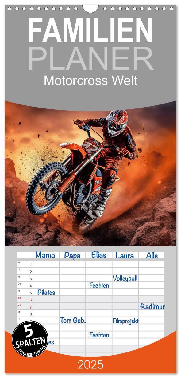 Cover: 9783457091203 | Familienplaner 2025 - Motorcross Welt mit 5 Spalten (Wandkalender,...