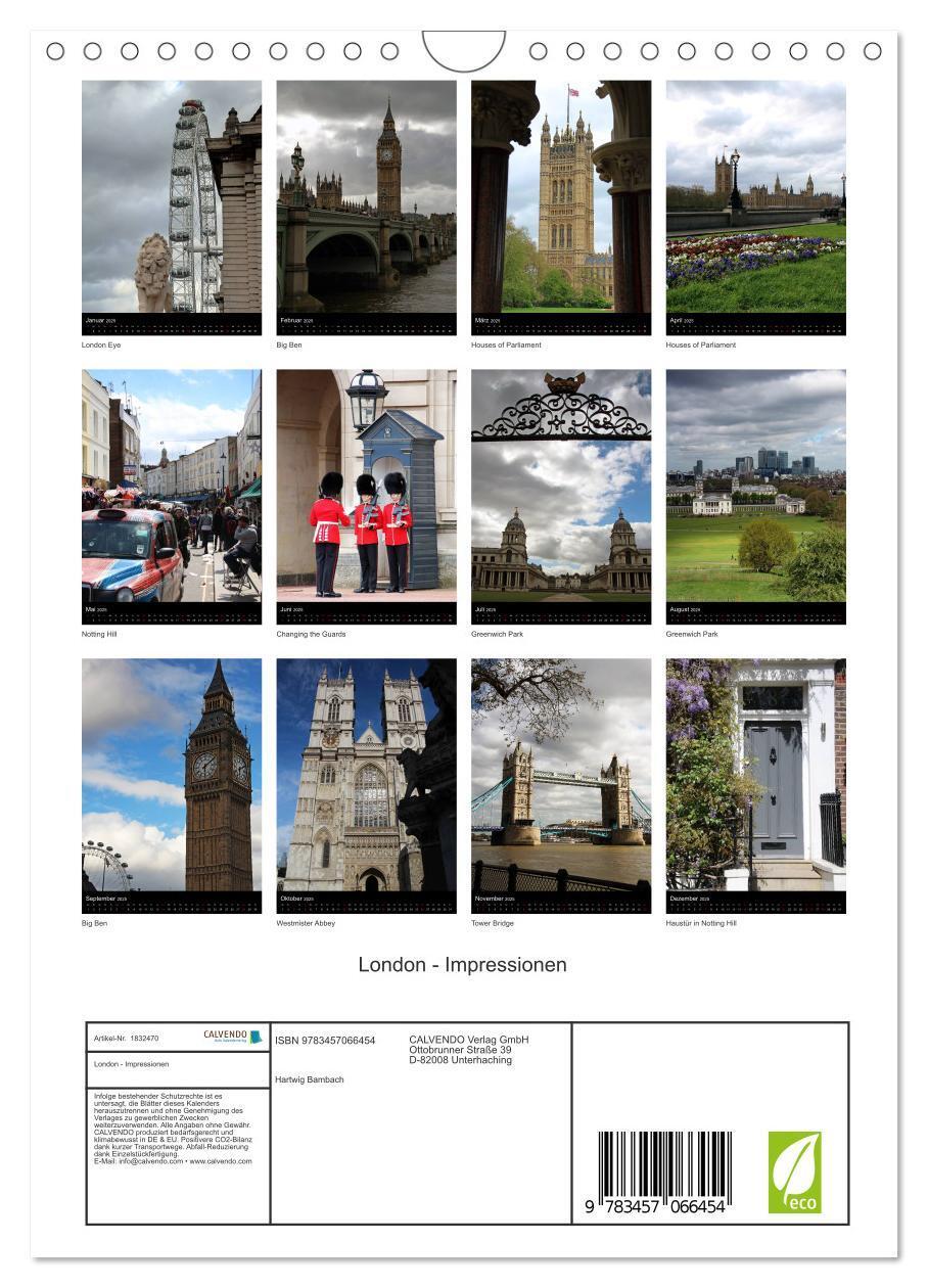 Bild: 9783457066454 | London - Impressionen (Wandkalender 2025 DIN A4 hoch), CALVENDO...