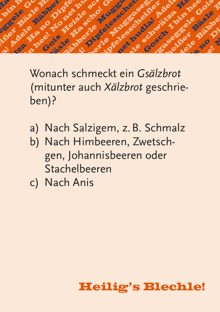 Bild: 4250364115216 | Heiligs Blechle! Schwäbisches Dialekt-Quiz (Spiel) | Thomas Schulz