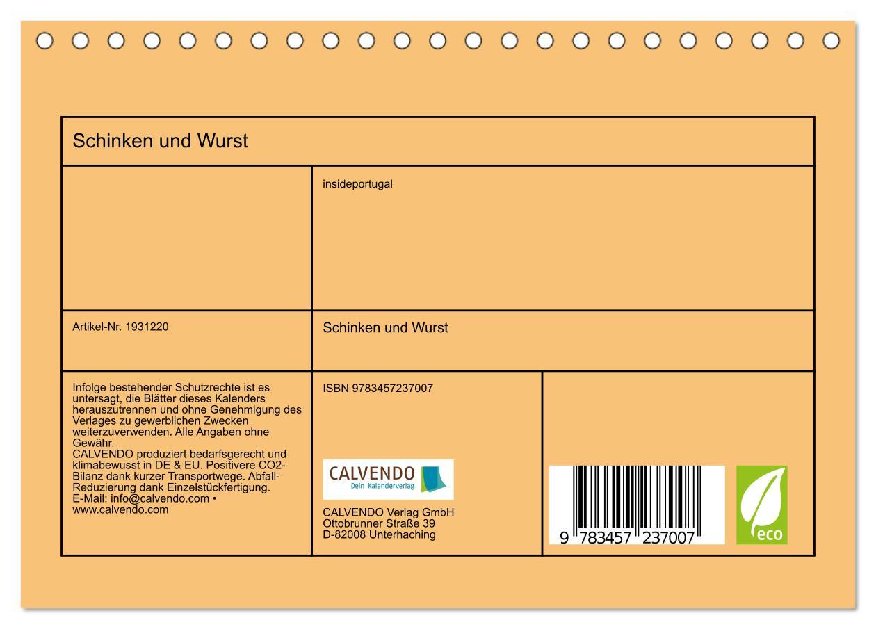 Bild: 9783457237007 | Schinken und Wurst (Tischkalender 2025 DIN A5 quer), CALVENDO...